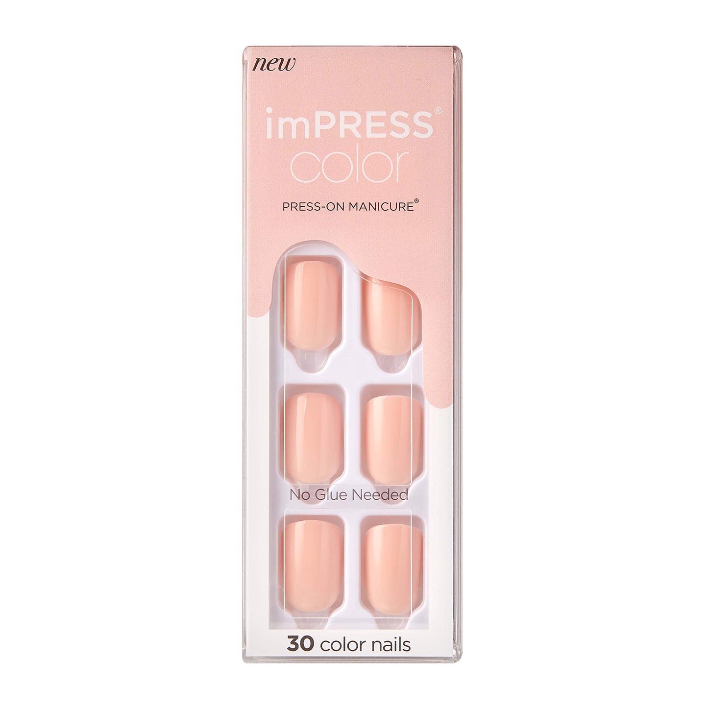 KISS imPRESS No Glue Mani Press On Nails, Short Size Squoval Shape, Includes 30 Nails