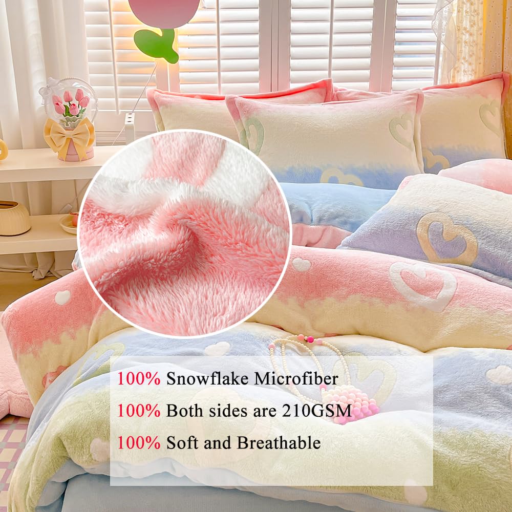 Kawaii Twin Duvet Cover Set – Soft Reversible Bedding with Fluffy Comforter Cover