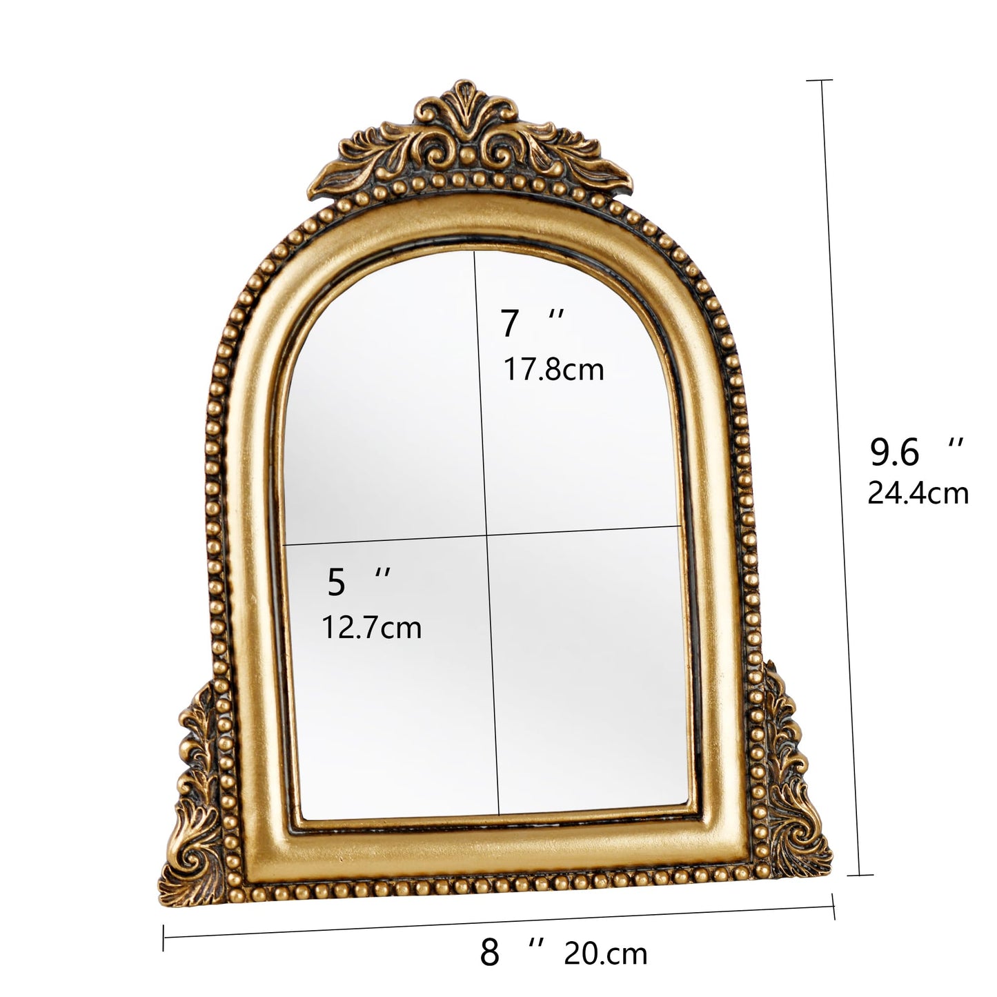 Ornate Arched Picture Frames,Vintage Gold Hand-Crafted Resin Photo Frame with Easel for Tabletop & Wall