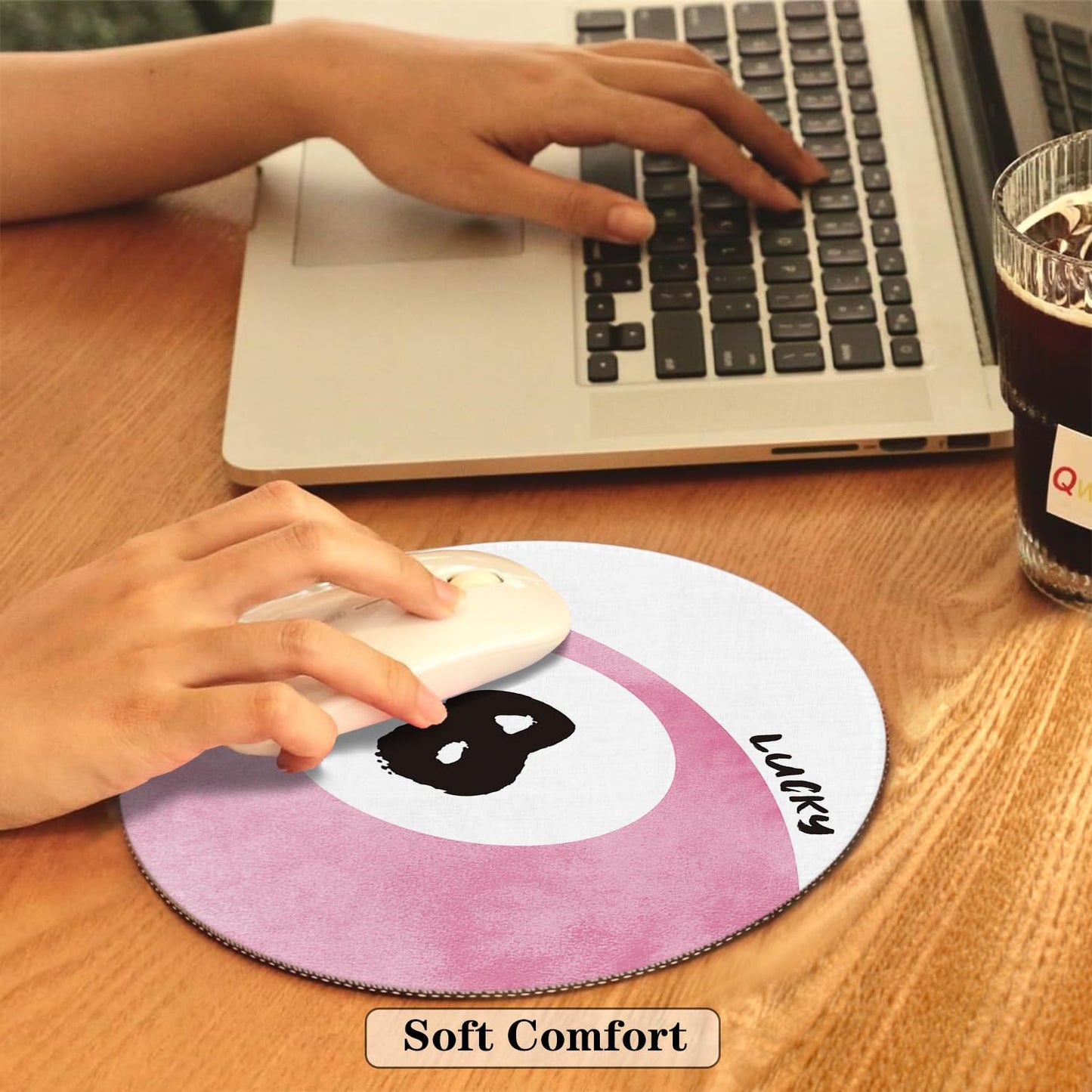 Preppy Mouse Pad, Funky Trendy Y2K Coquette Magic 8 Ball Small Round Mouse Pads for Desk, 7.9x7.9 Inches