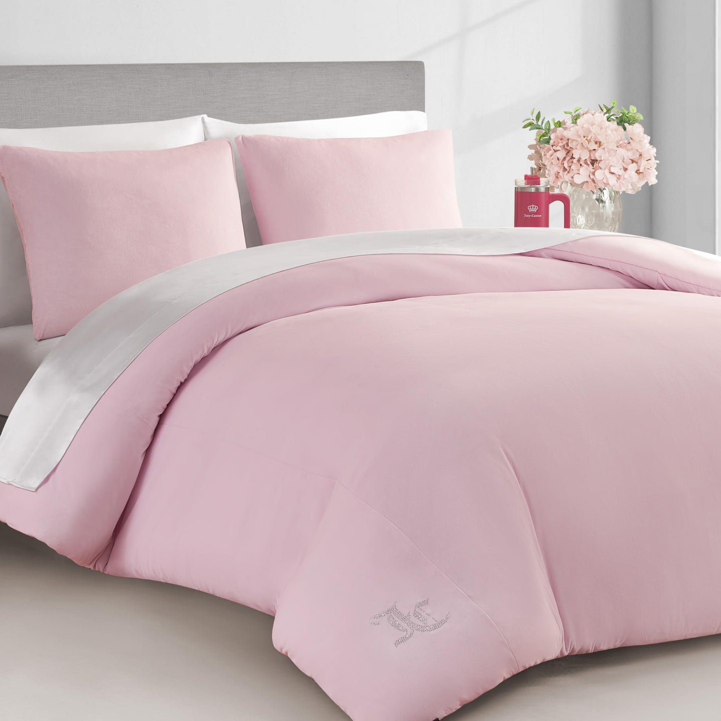 Juicy Couture Solid Velour 3-Piece King Comforter Set – Luxurious Bedding Ensemble