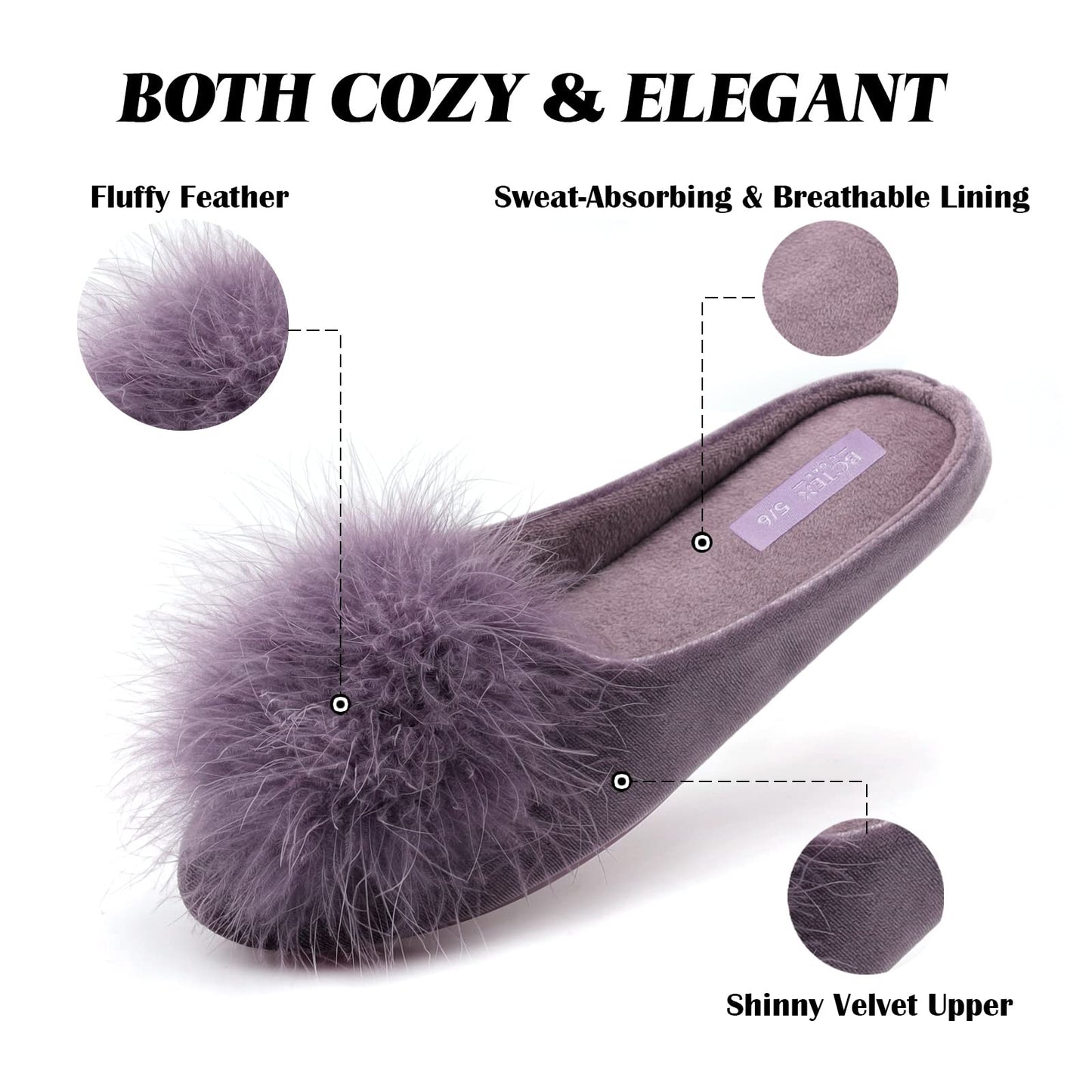 Women's Cozy Velvet Memory Foam House Slipper, Non-slip Sole