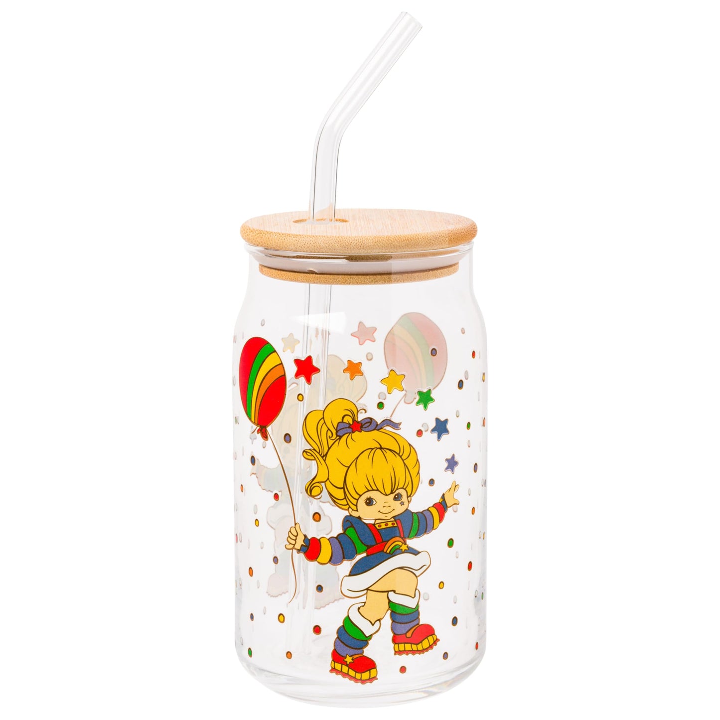 Sanrio Glass Jar Tumbler with Bamboo Lid and Glass Straw, 16 Ounces