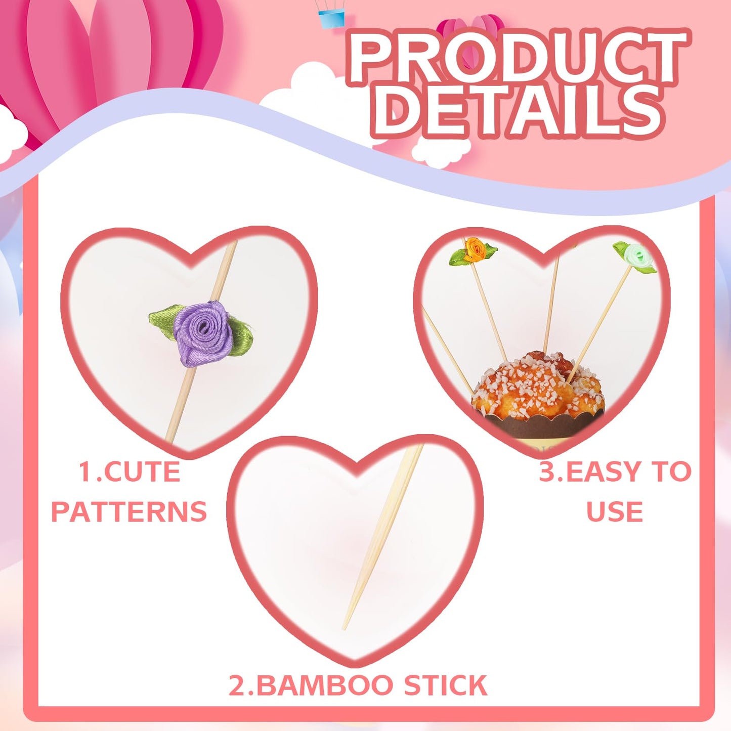 Derby Party Cocktail Picks – Bamboo Skewers for Appetizers, Fruit, Sandwiches, and Party Decorations 200-Piece