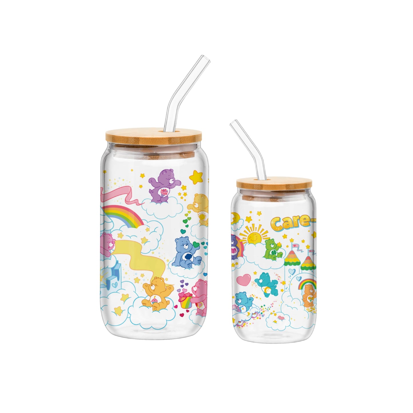 Sanrio Glass Jar Tumbler with Bamboo Lid and Glass Straw, 16 Ounces