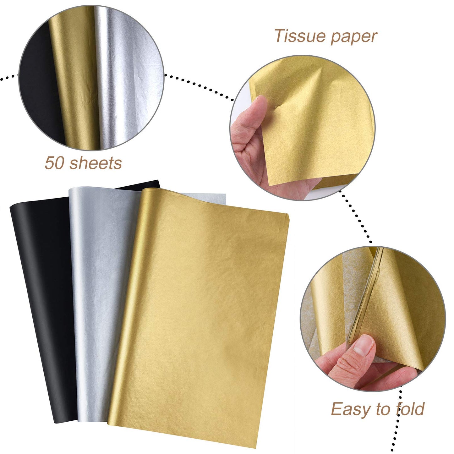 Sheets Mixed 50 Tissue Paper for Gift Wrapping and Crafts