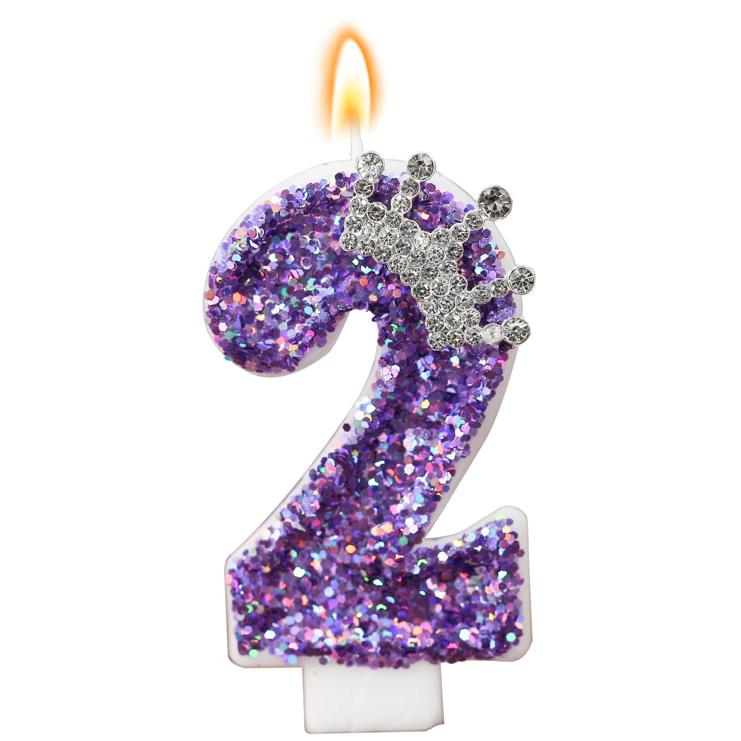 Glitter Birthday Number Candles, Crown Birthday Candles for Cake