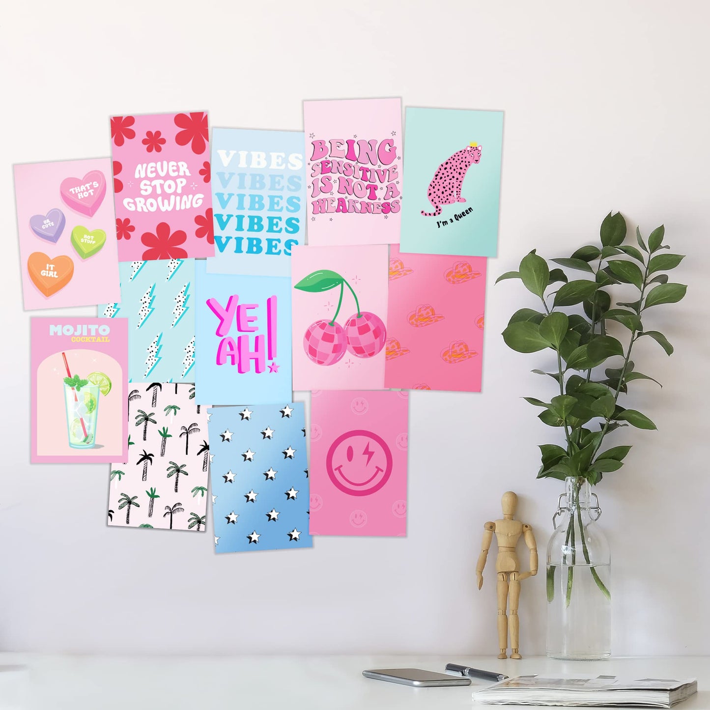 Preppy Aesthetic Wall Collage Kit – Cute Posters for Girls' Bedroom Decor