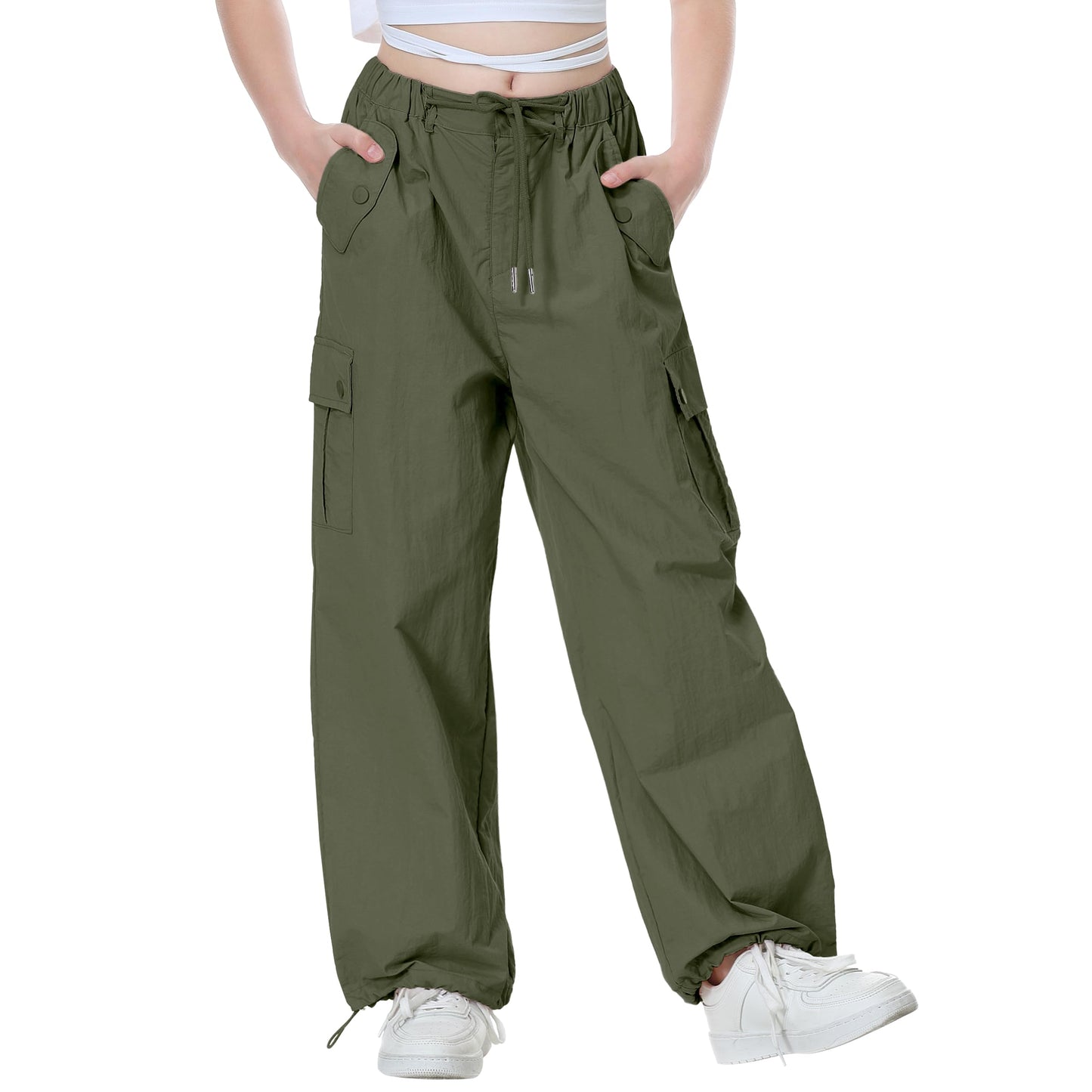 Girls Y2K Parachute Pants for Cargo Trousers with Pockets Harajuku Jogger Pants