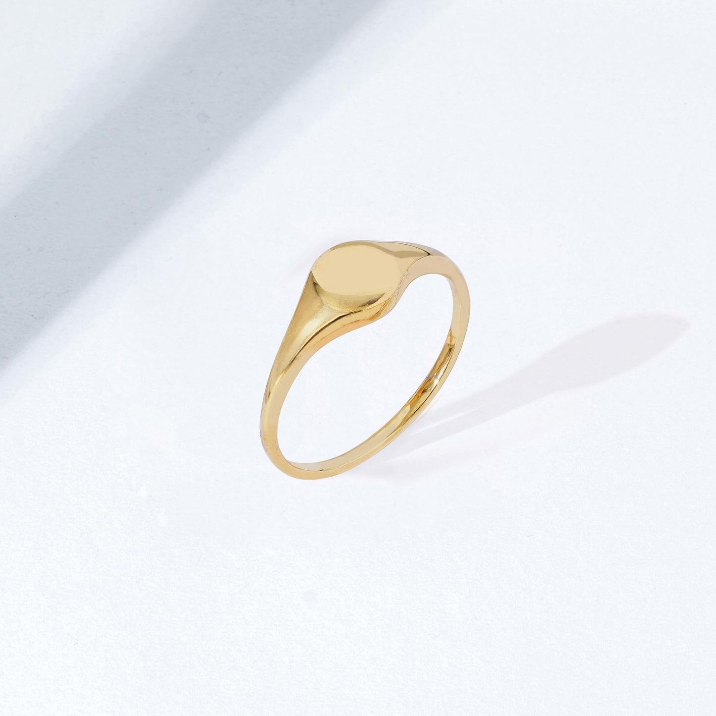 Plated 14K Sterling Silver Round Signet Ring