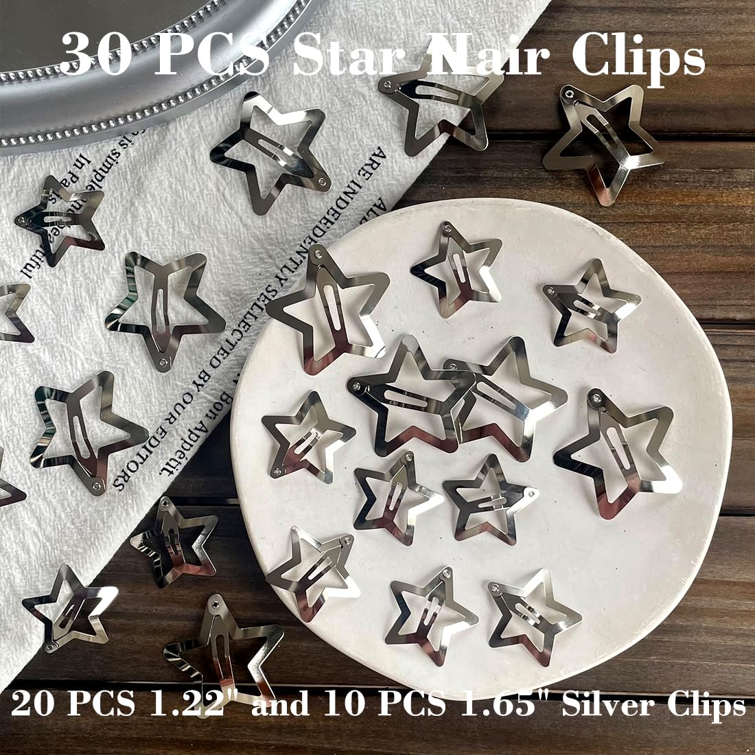 Y2K Style Star Hair Accessories - Non-Slip Metal Snap Clips