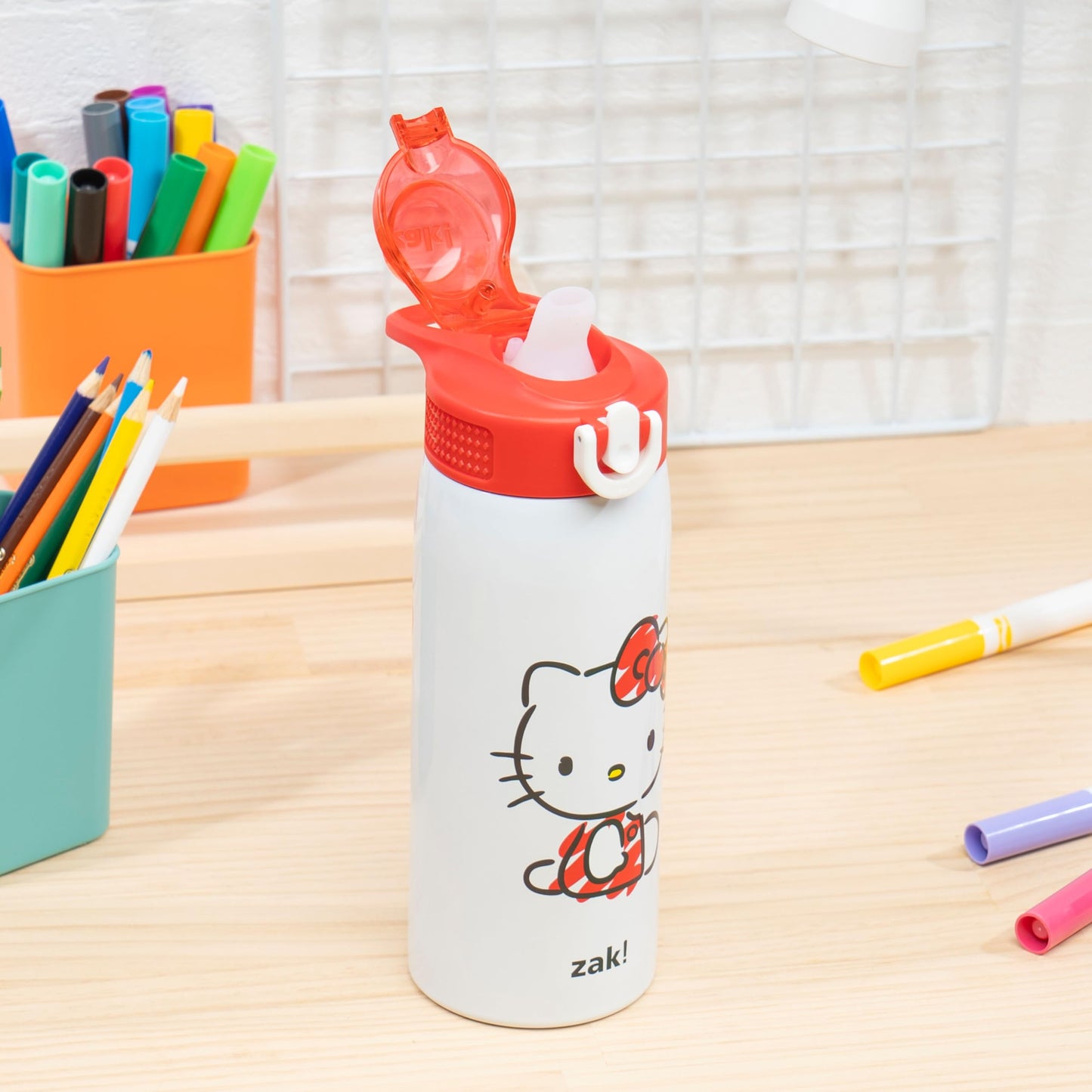 Sanrio Water Bottle, 19 oz Vacuum Insulated Stainless Steel with Locking Spout Cover, Built-In Carrying Loop, Leak-Proof Design