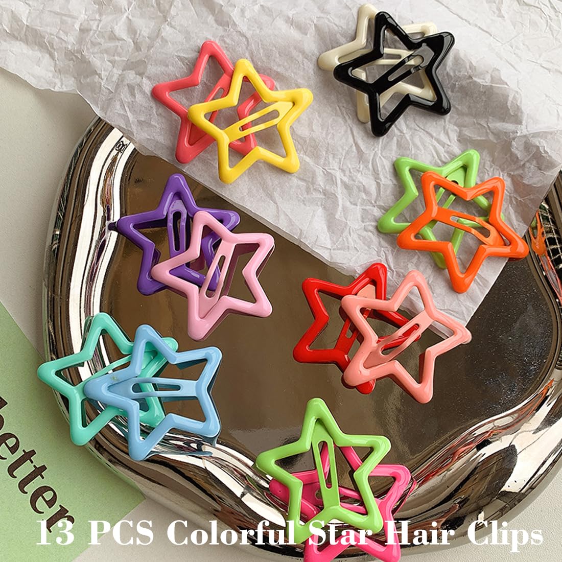 Y2K Style Star Hair Accessories - Non-Slip Metal Snap Clips