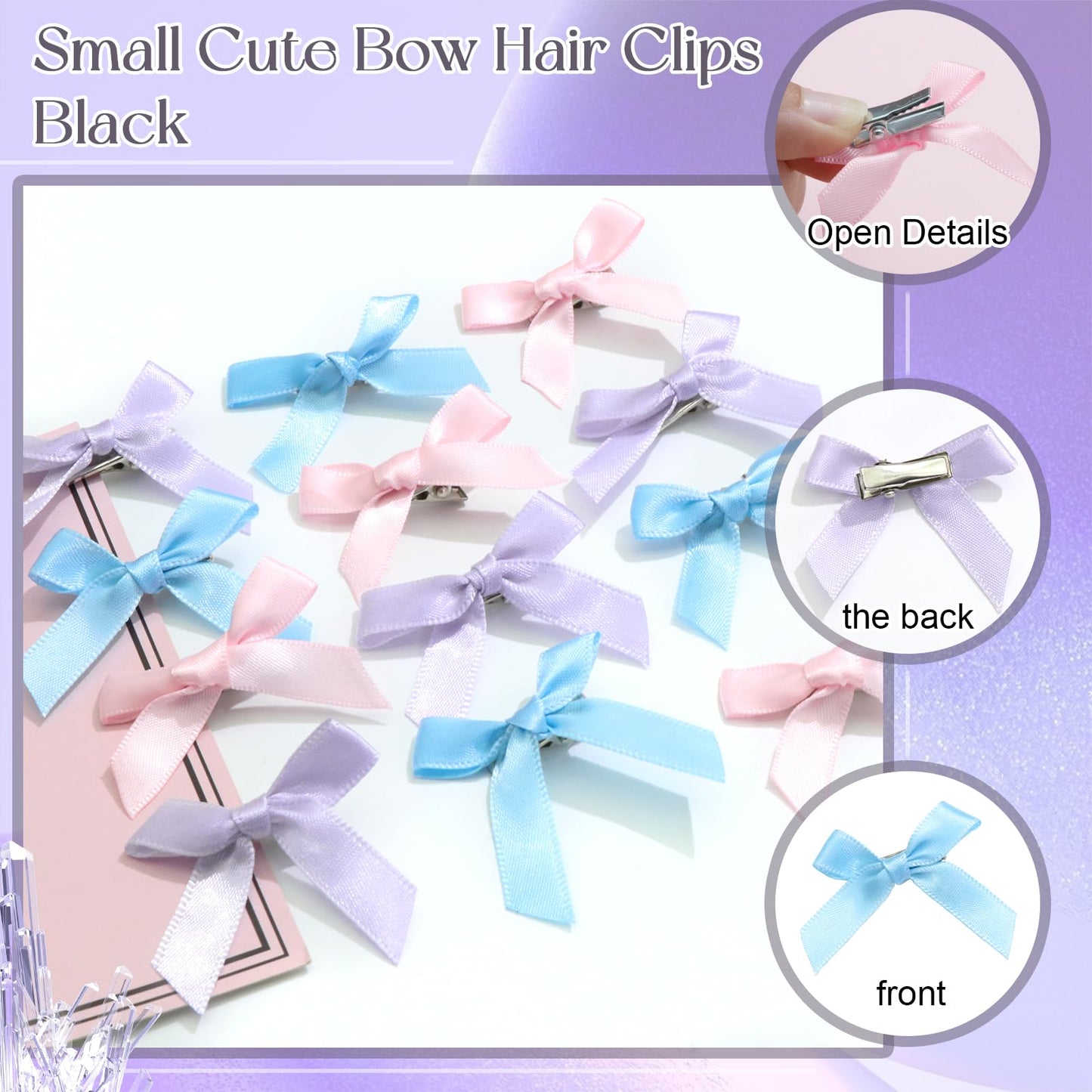 Mini 20PCS Bowknot Ribbon Barrettes - Cute Claw Clips Hair Accessories