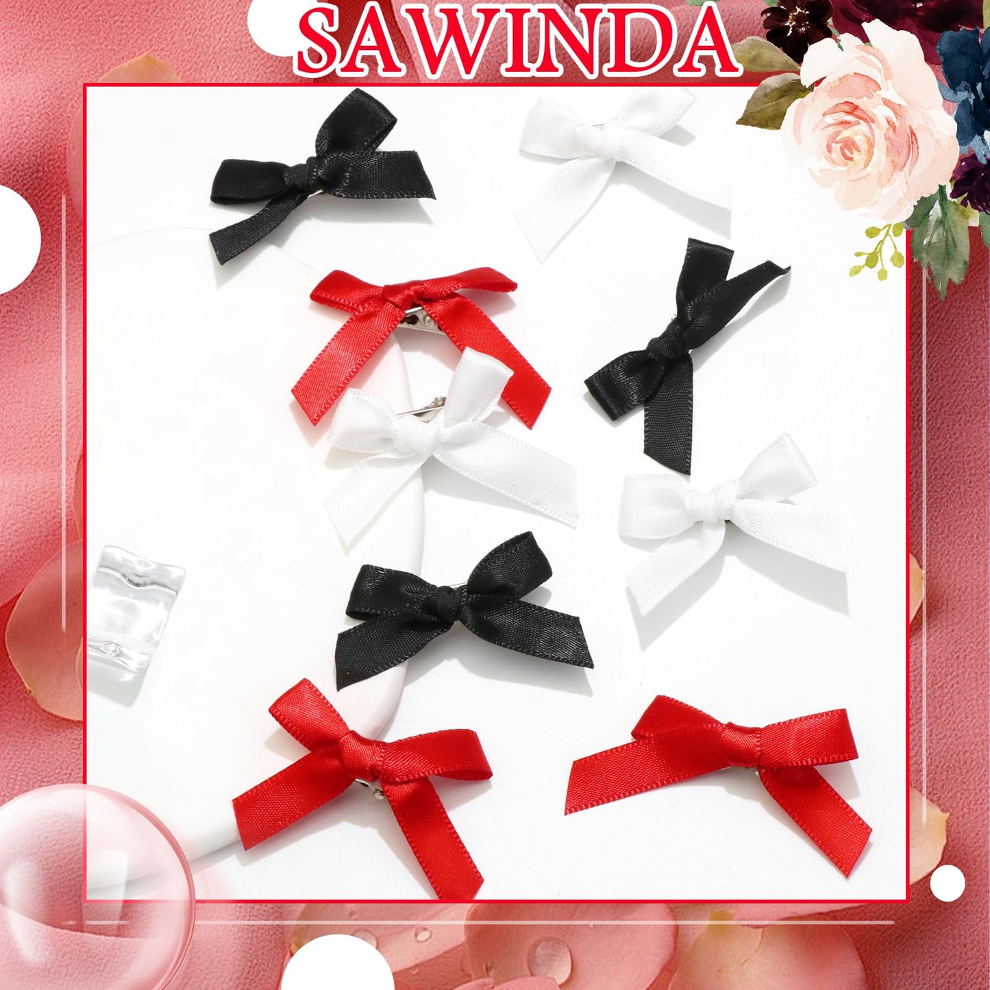 Mini 20PCS Bowknot Ribbon Barrettes - Cute Claw Clips Hair Accessories