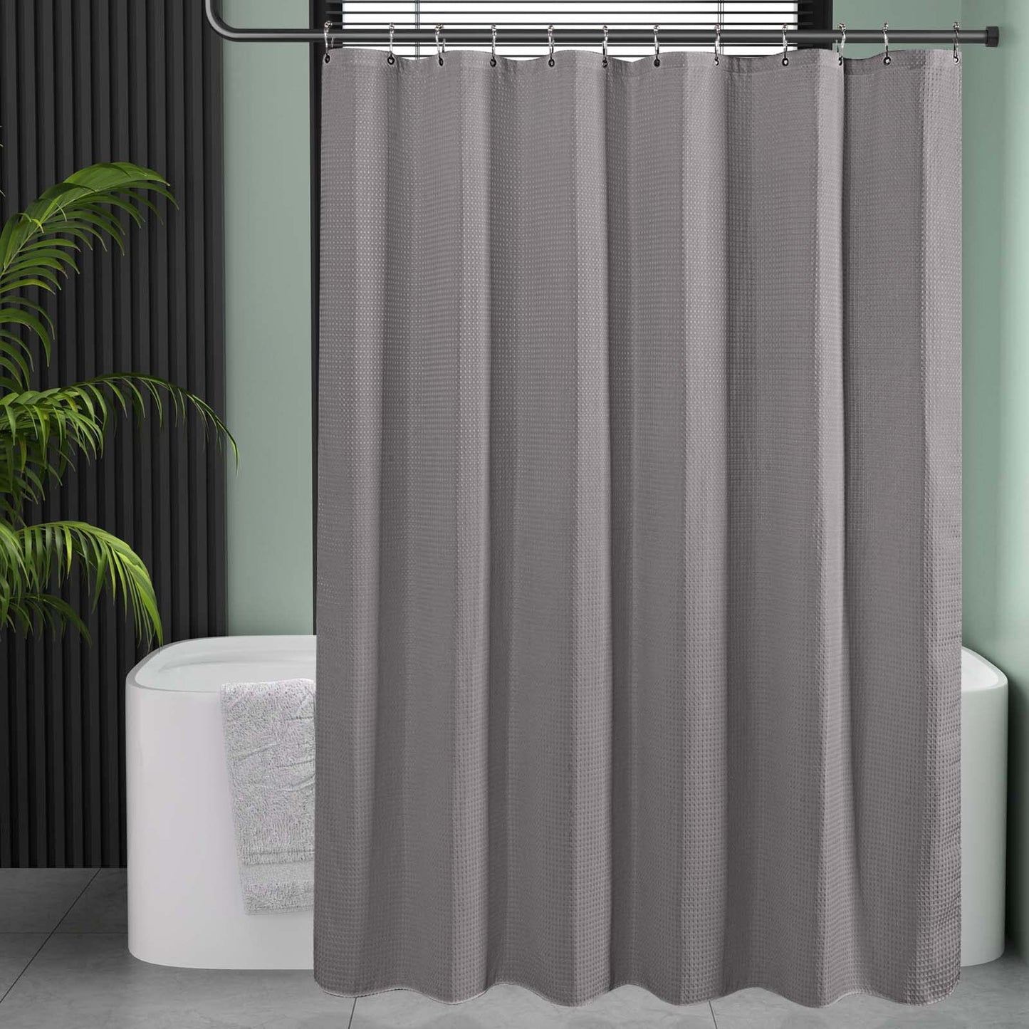 Waffle Shower Curtain - Fabric Shower Curtain Heavy Duty Hotel Quality Bathroom Shower Curtains, 72 x 72 Inches