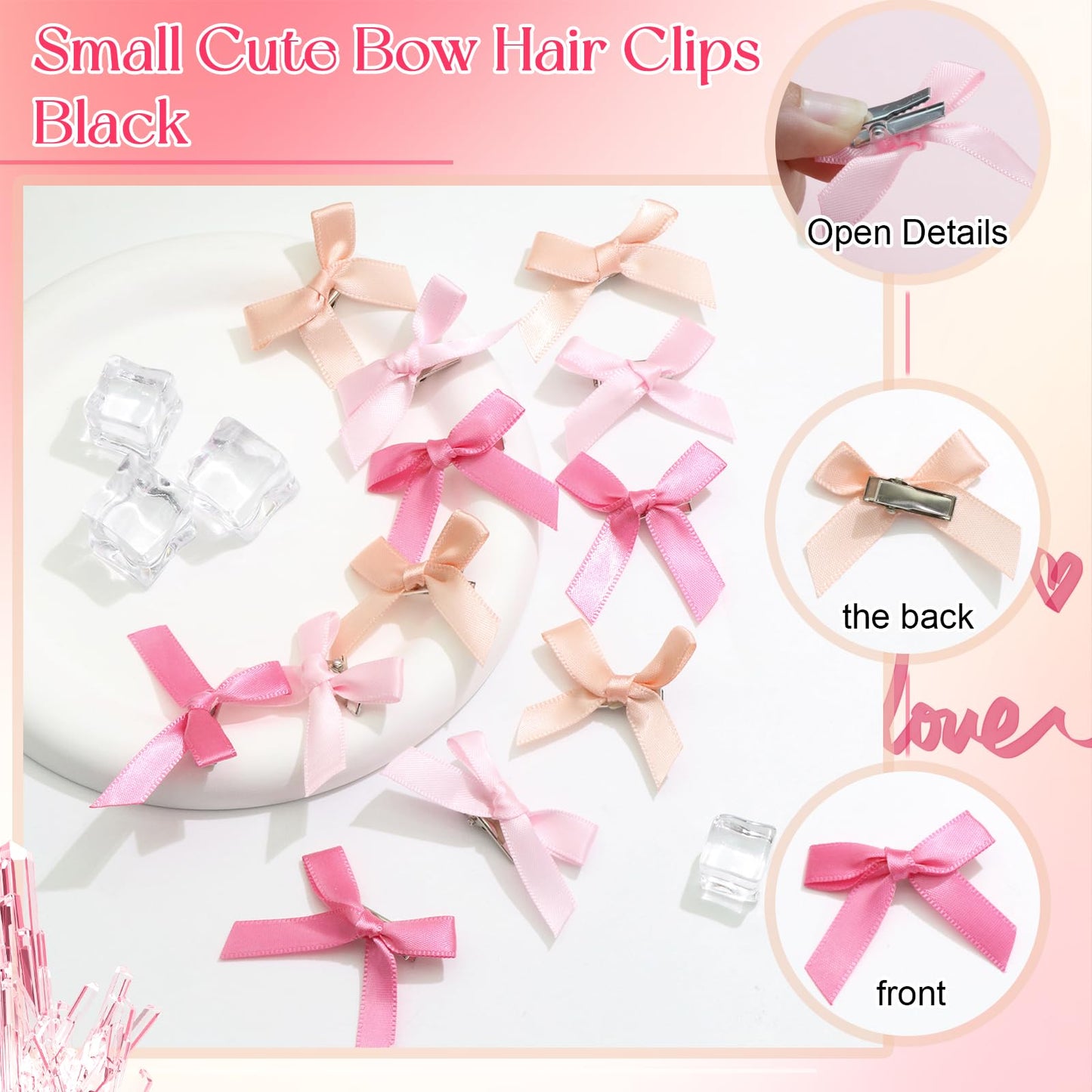 Mini 20PCS Bowknot Ribbon Barrettes - Cute Claw Clips Hair Accessories