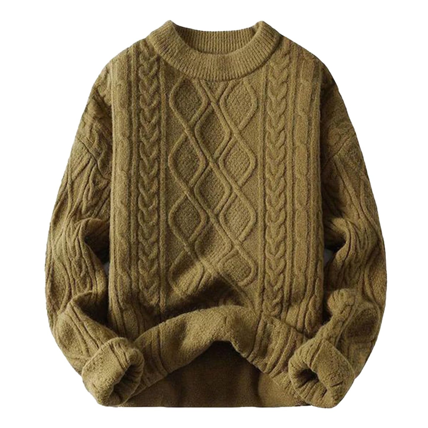 Oversized Sweater 90s Vintage Cable Knit Long Sleeve Women Woven Heavy Crewneck Pullover