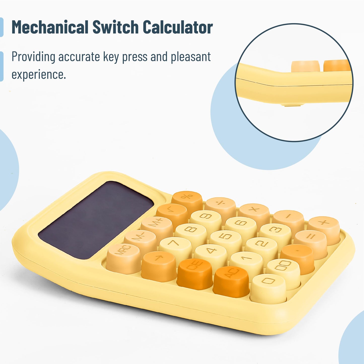 Large Mechanical Switch Calculator, 12 Digits, LCD Display, Big Buttons