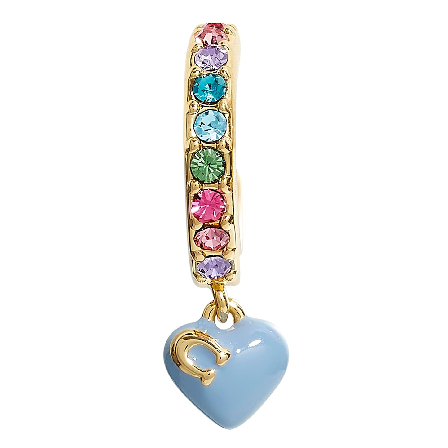 COACH Pave Enamel Heart Huggie Earrings