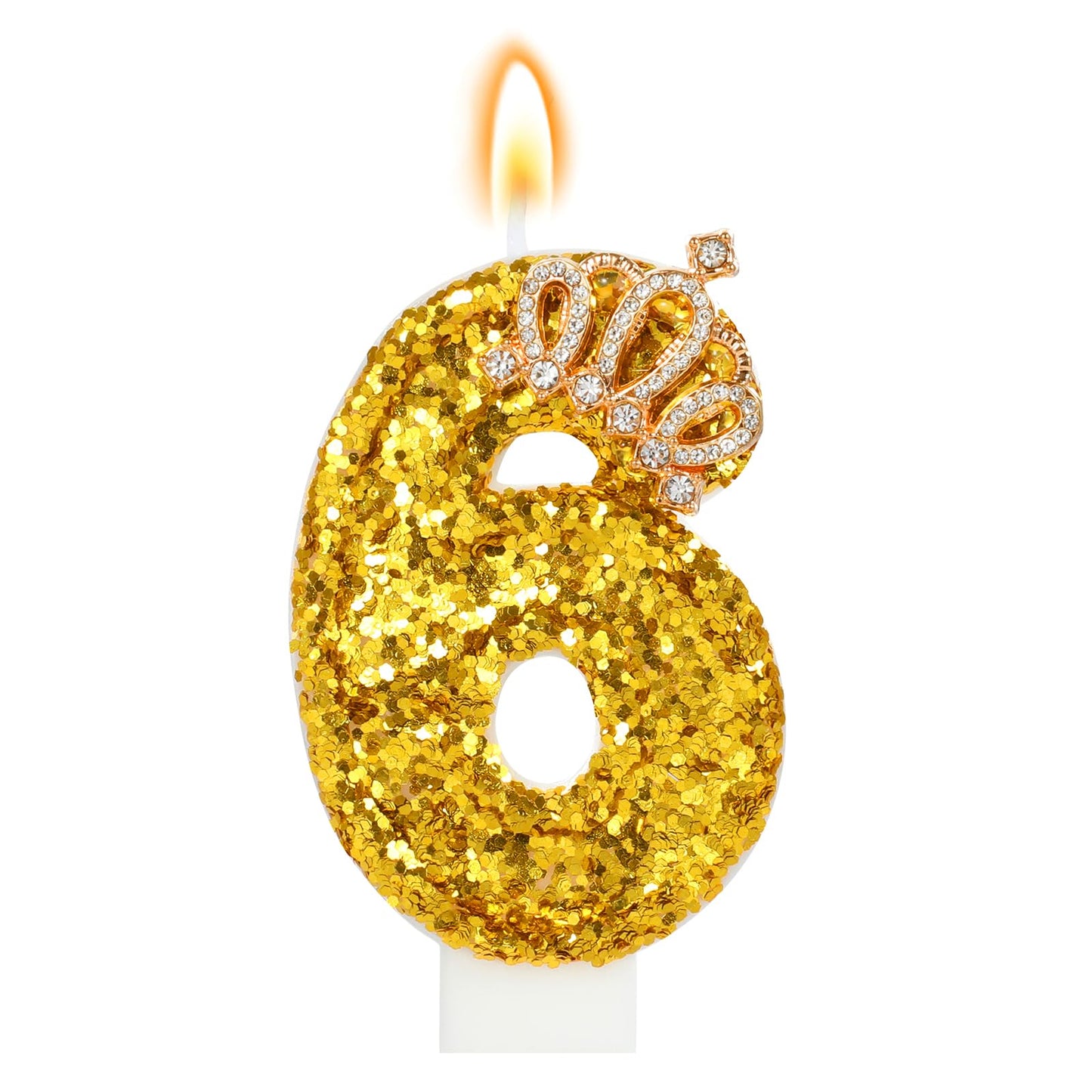 Glitter Birthday Number Candles, Crown Birthday Candles for Cake