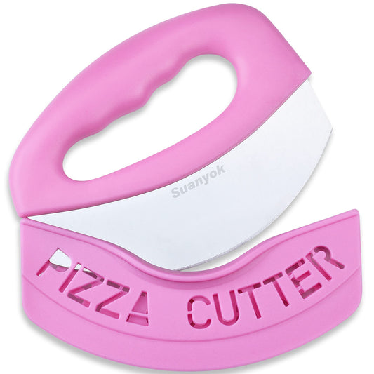 Premium Pizza Cutter Food Chopper-Super Sharp Blade Stainless Steel Pizza Cutter with Protective Sheath Multi Function Pizza Knife