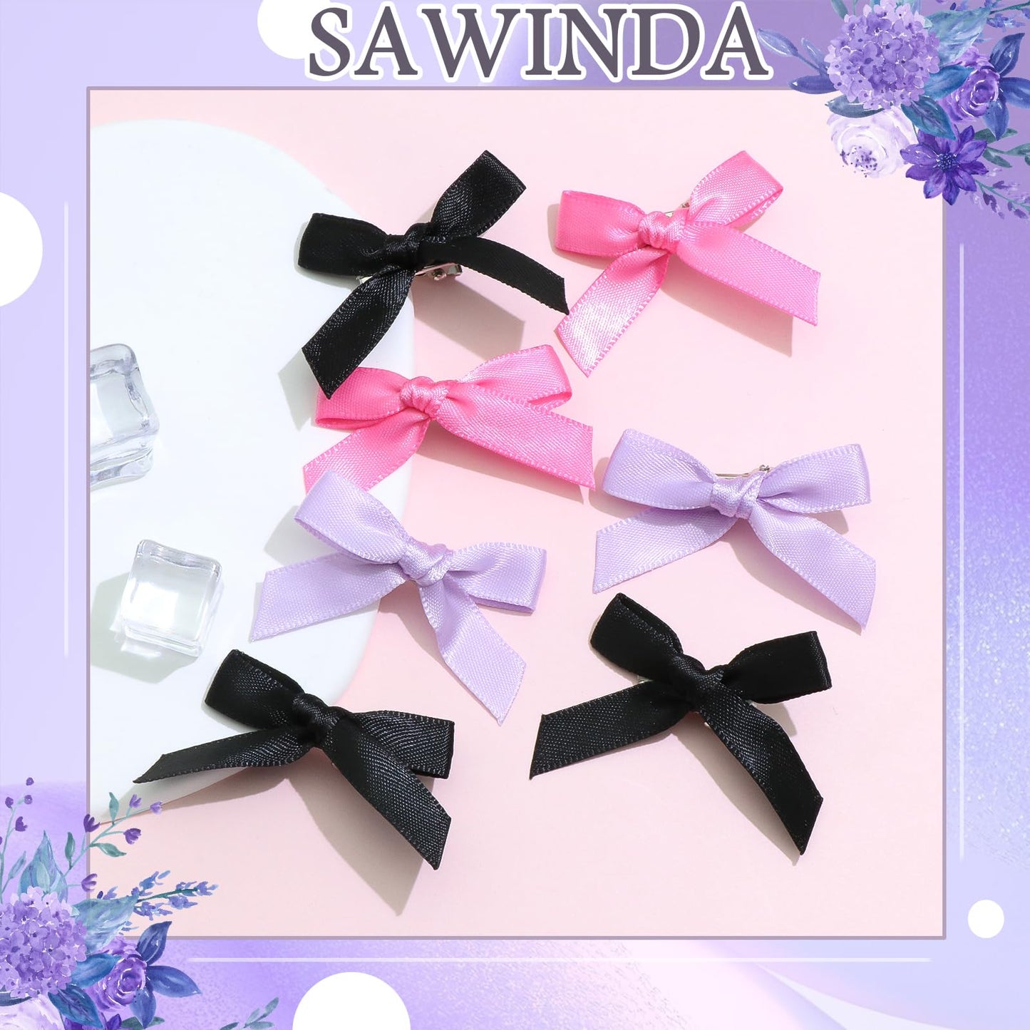 Mini 20PCS Bowknot Ribbon Barrettes - Cute Claw Clips Hair Accessories