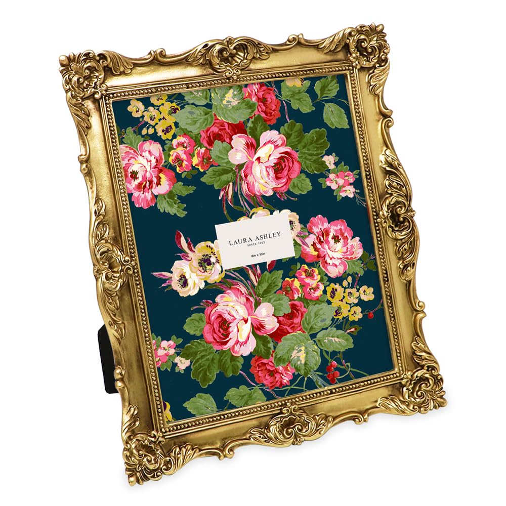 Laura Ashley 2x3 Ornate Resin Picture Frame – Handcrafted Floral Design with Easel for Tabletop and Wall Display