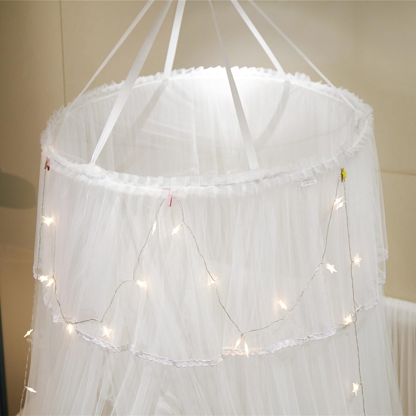 Princess Bed Canopy Bed Canopy Curtain- Double Layer Sheer Mesh Dome Bed Curtain