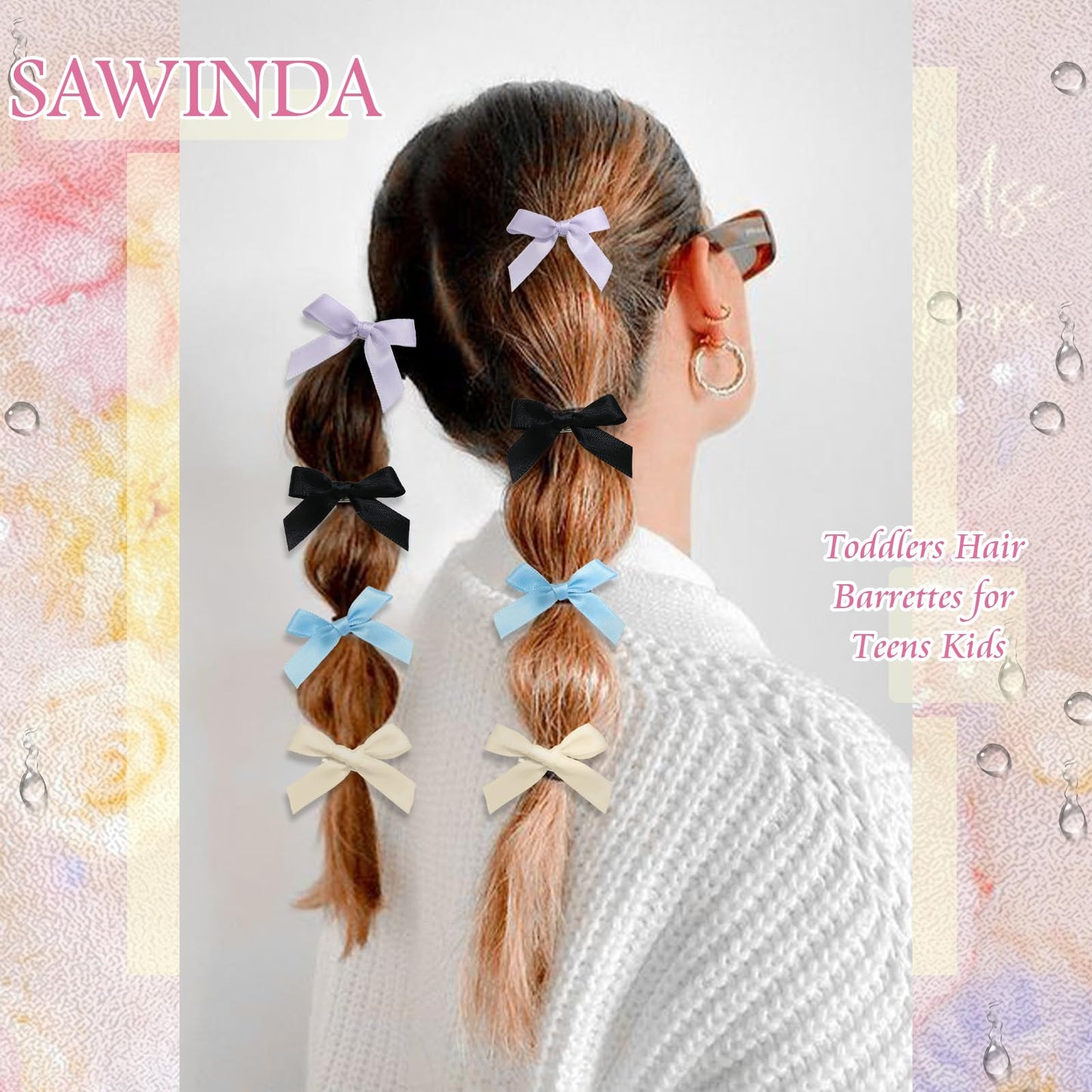 Mini 20PCS Bowknot Ribbon Barrettes - Cute Claw Clips Hair Accessories