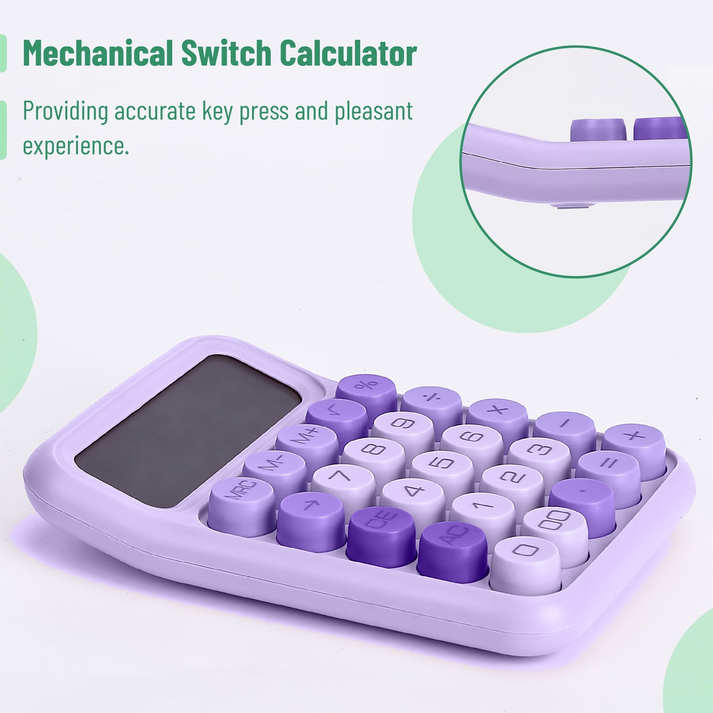 Large Mechanical Switch Calculator, 12 Digits, LCD Display, Big Buttons