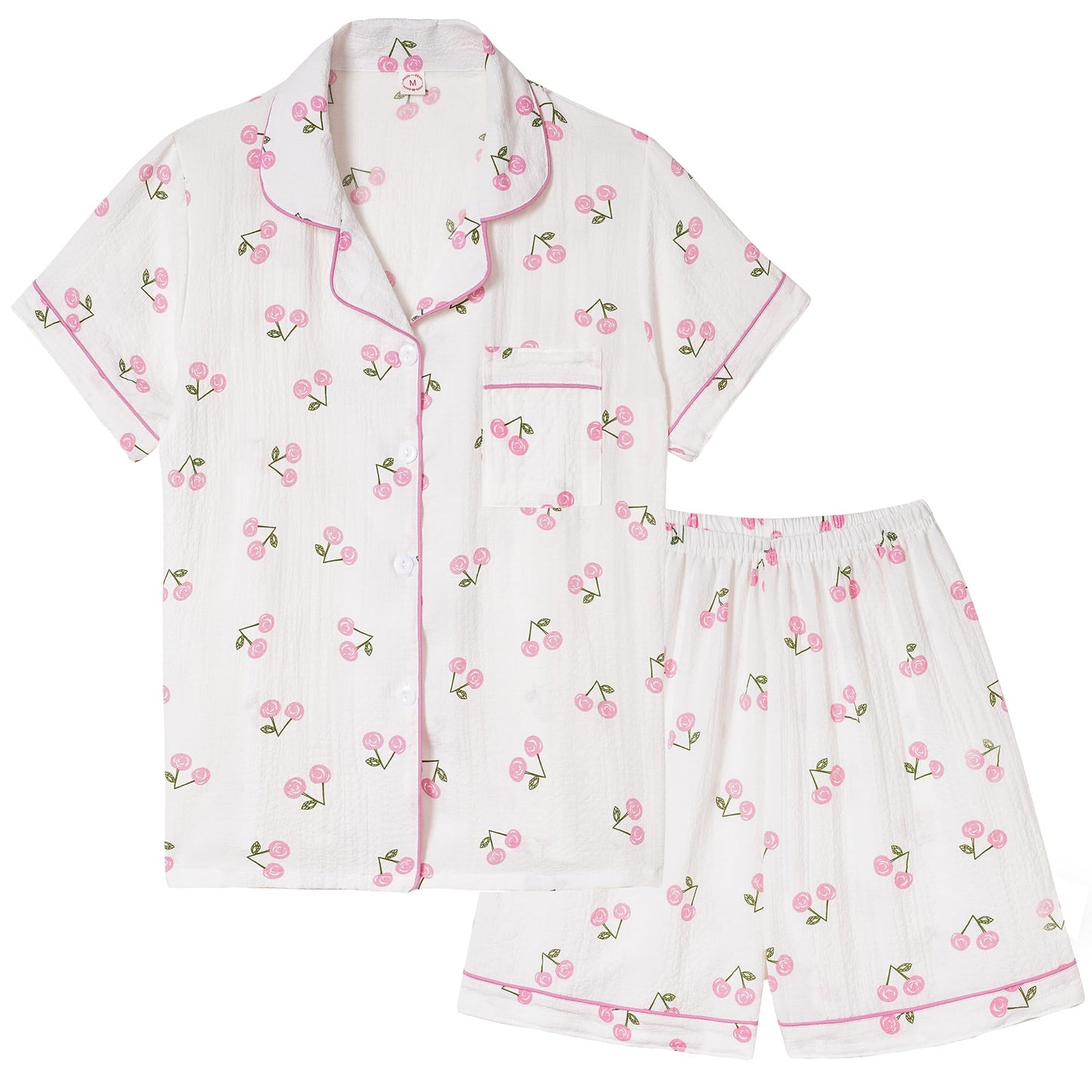 Girls Button Down Sleepwear Short Sleeve With Shorts 2PCS Pajama Sets