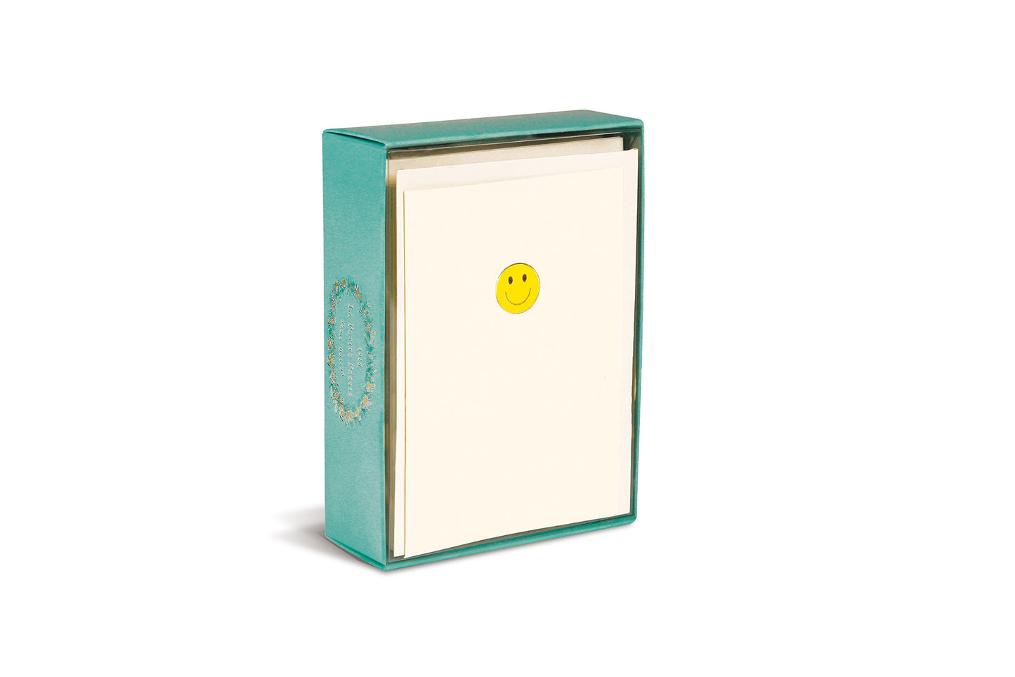 Graphique Smiley Face Notecards – 10 Gold Foil Emoji Cards with Envelopes (3.25" x 4.75")