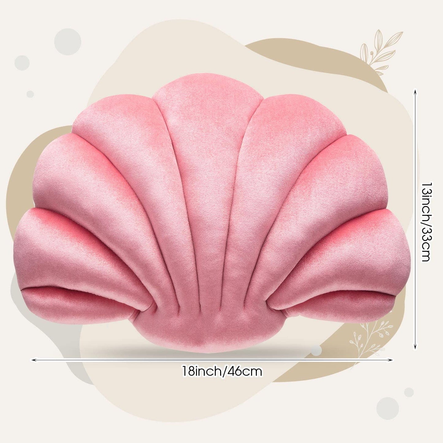 Pink Seashell Decorative Pillow – Soft Clam-Shaped Cushion for Sofa, Bed, or Living Room