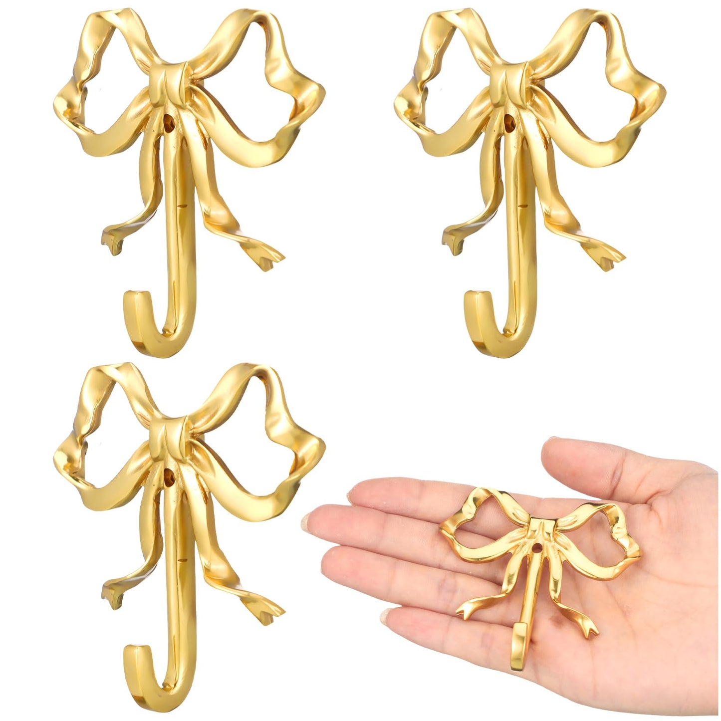 Gold Bow Knot Hooks Brass Bow Wall Door Hanger Towel