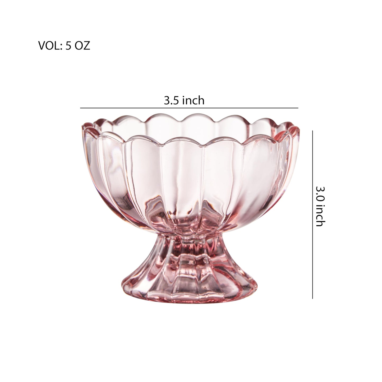 Set of 5oz Footed Tulip Glass Dessert Cups – Perfect for Ice Cream, Sundaes, Fruit, Snacks, Cocktails & Holiday Parties