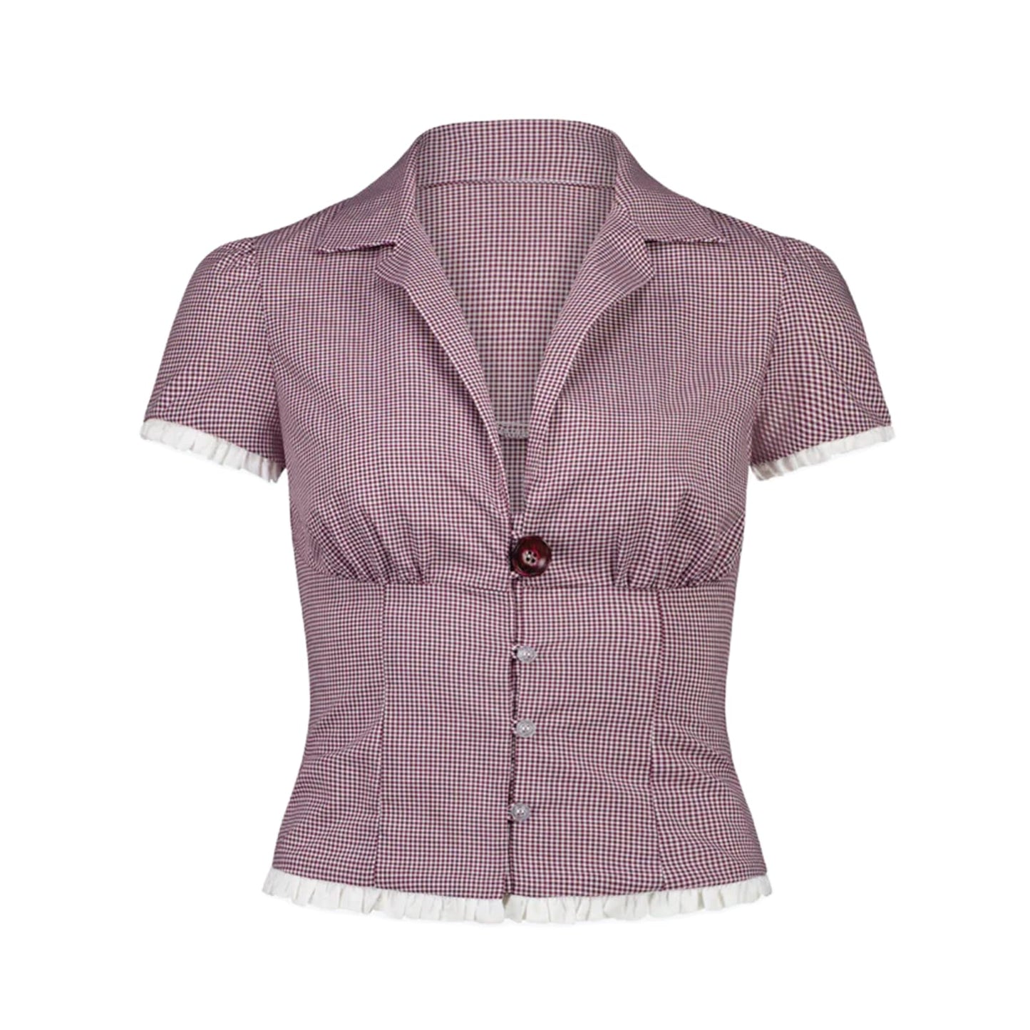 Women Y2k Coquette Button Down Shirt Cute Button Up Cap Sleeve V Neck Preppy Slim Fit Summer 90s Crop Top Blouse