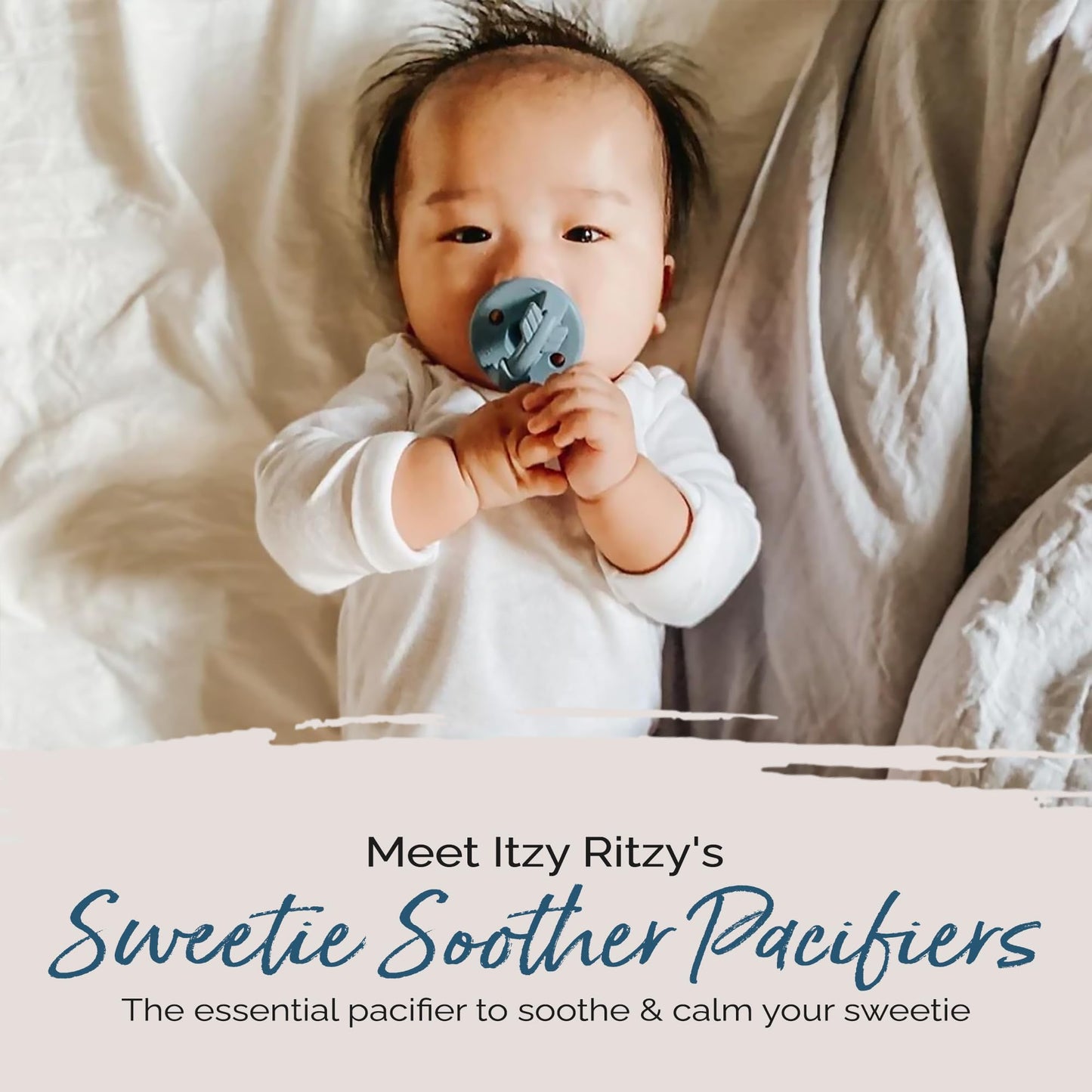 Silicone Pacifiers for Newborn - Sweetie Soother Pacifiers Feature Collapsible Handle & Two Air Holes for Added Safety