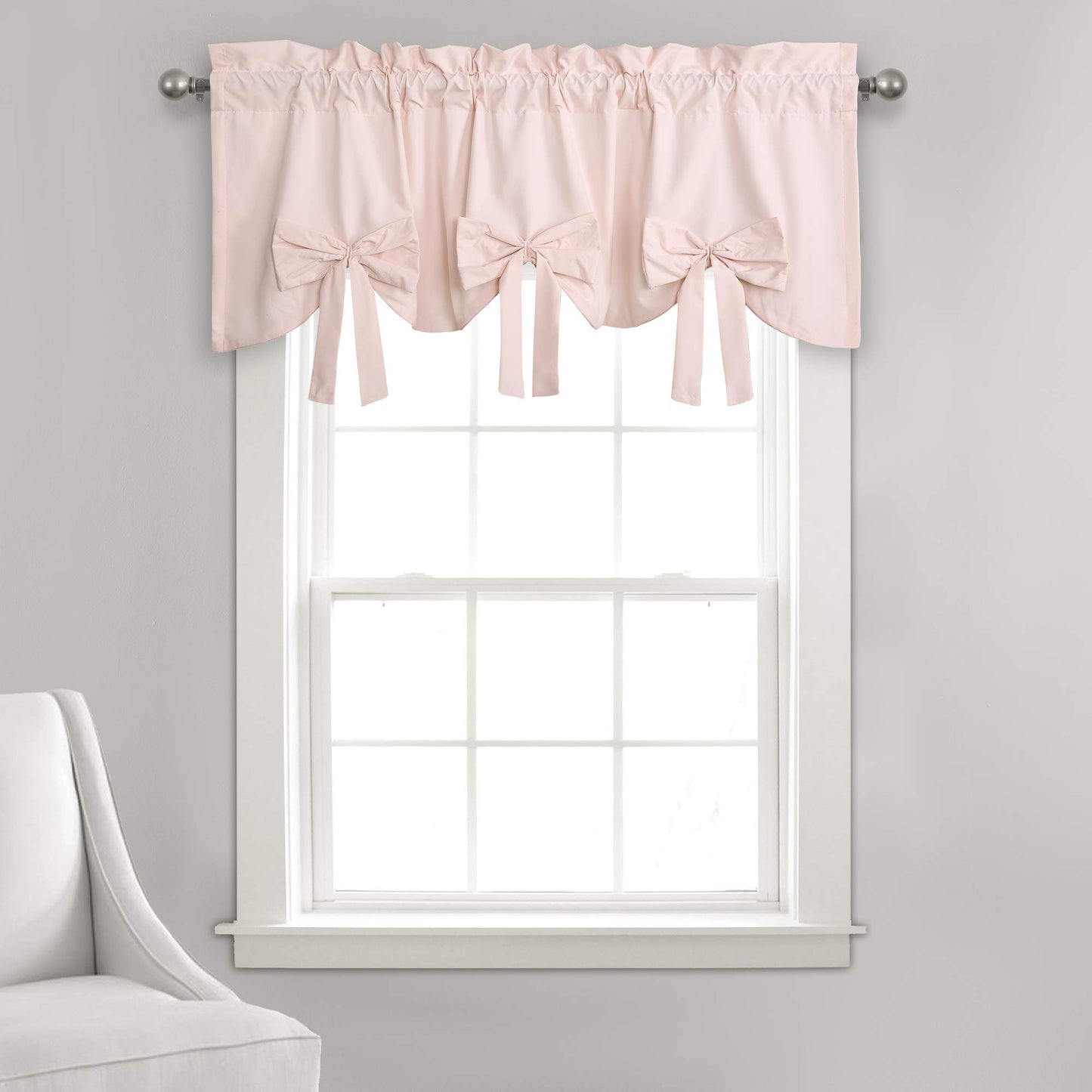 Lush Decor Melody Bow Window Curtain Valance, 18" x 52" + 2"