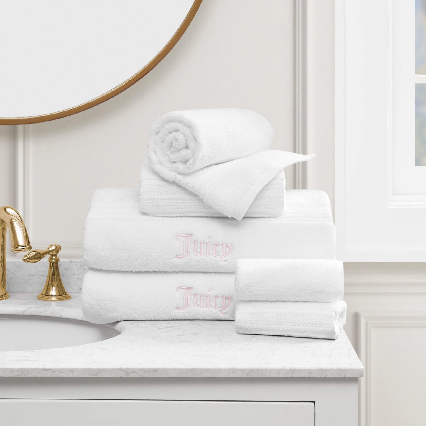 Juicy Couture Alyssa Luxurious 6 Piece Bath Towel Set - Premium Bathroom Towel Set