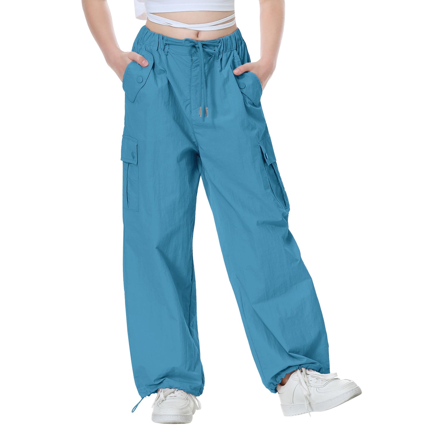 Girls Y2K Parachute Pants for Cargo Trousers with Pockets Harajuku Jogger Pants