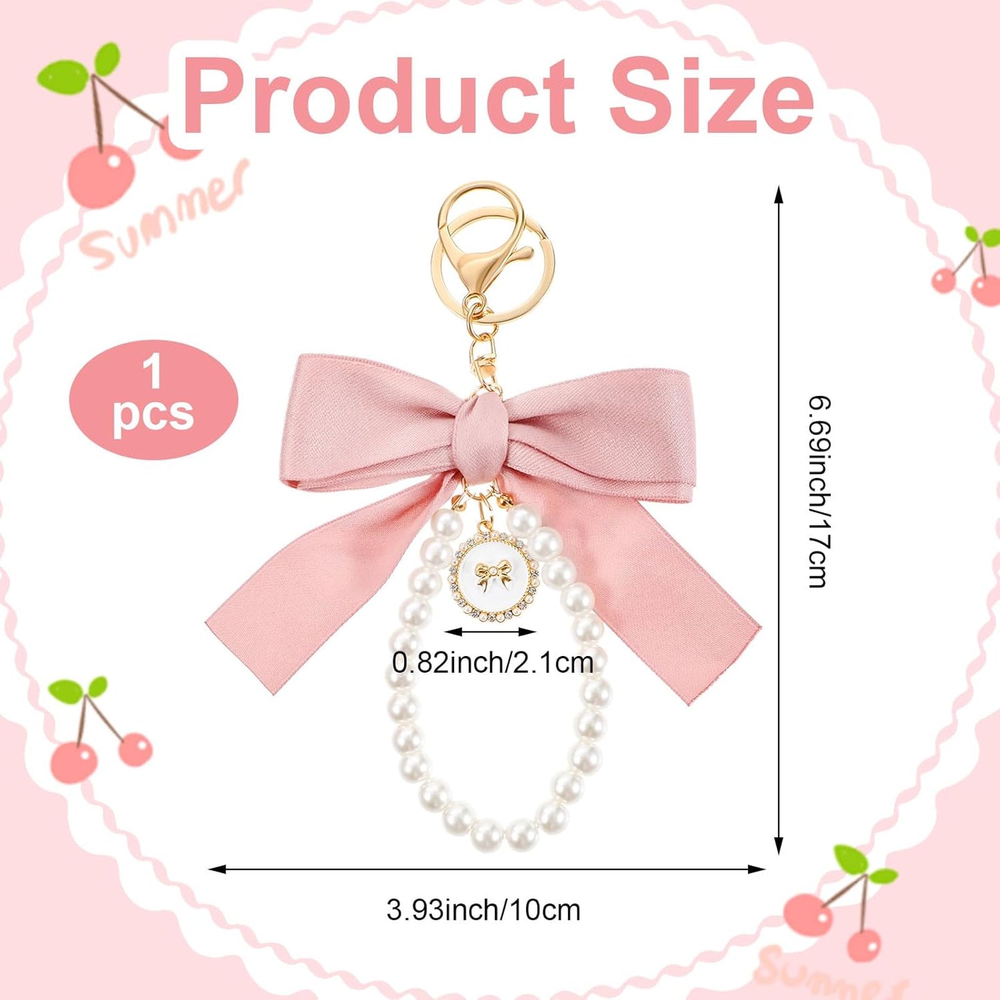 Pink Bow and Pearl Keychain – Cute Coquette Aesthetic Charm