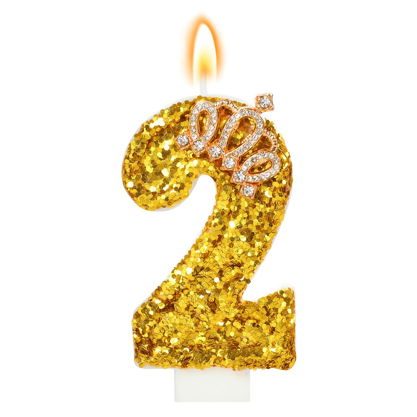 Glitter Birthday Number Candles, Crown Birthday Candles for Cake