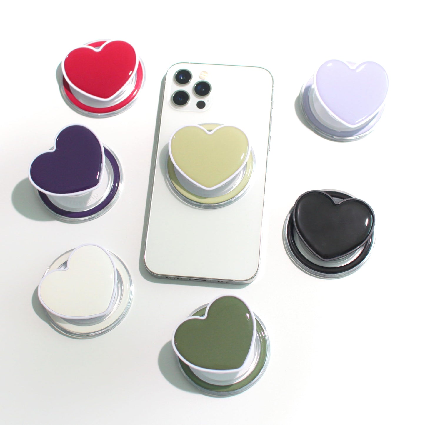 Cute Solid Color Heart Shape Collapsible Mobile Phone Grip Stand Holder for Smartphone Tablet Cell Phone Accessory