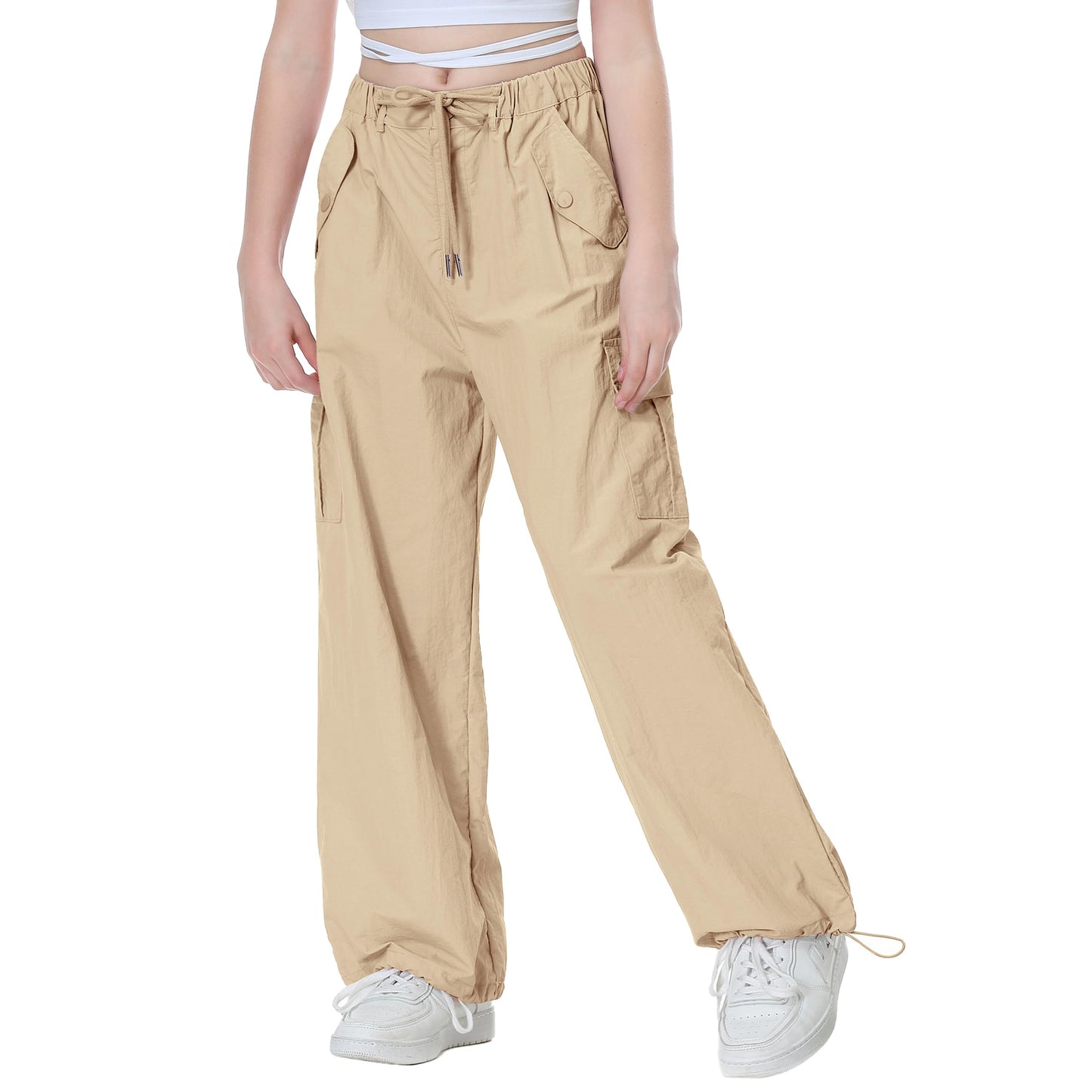 Girls Y2K Parachute Pants for Cargo Trousers with Pockets Harajuku Jogger Pants