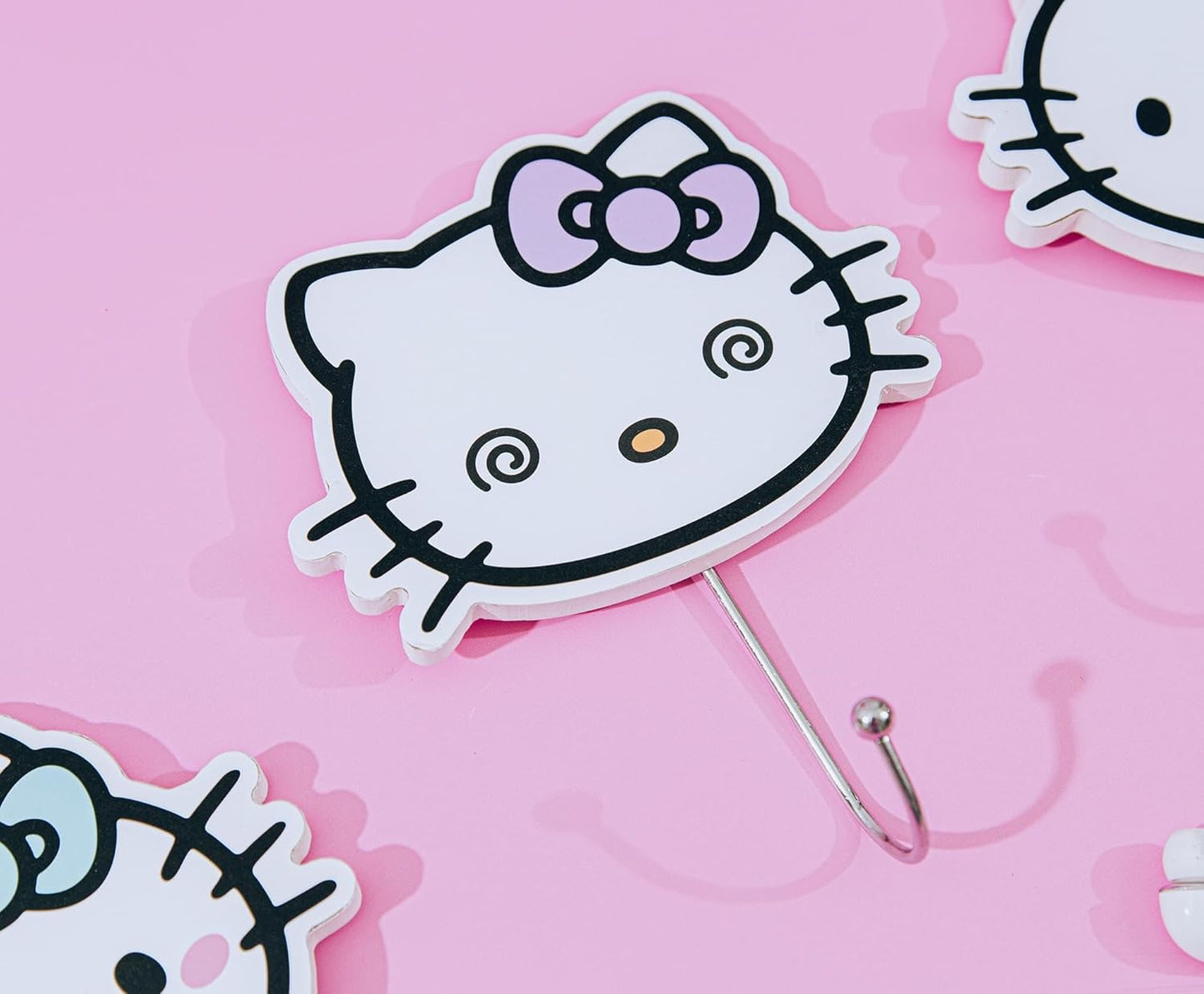 Sanrio Hello Kitty "Pretty Bows" Die-Cut Wall Hooks Coat Hanger Storage Rack Organizer | Ready To Hang Wall Mount Decor