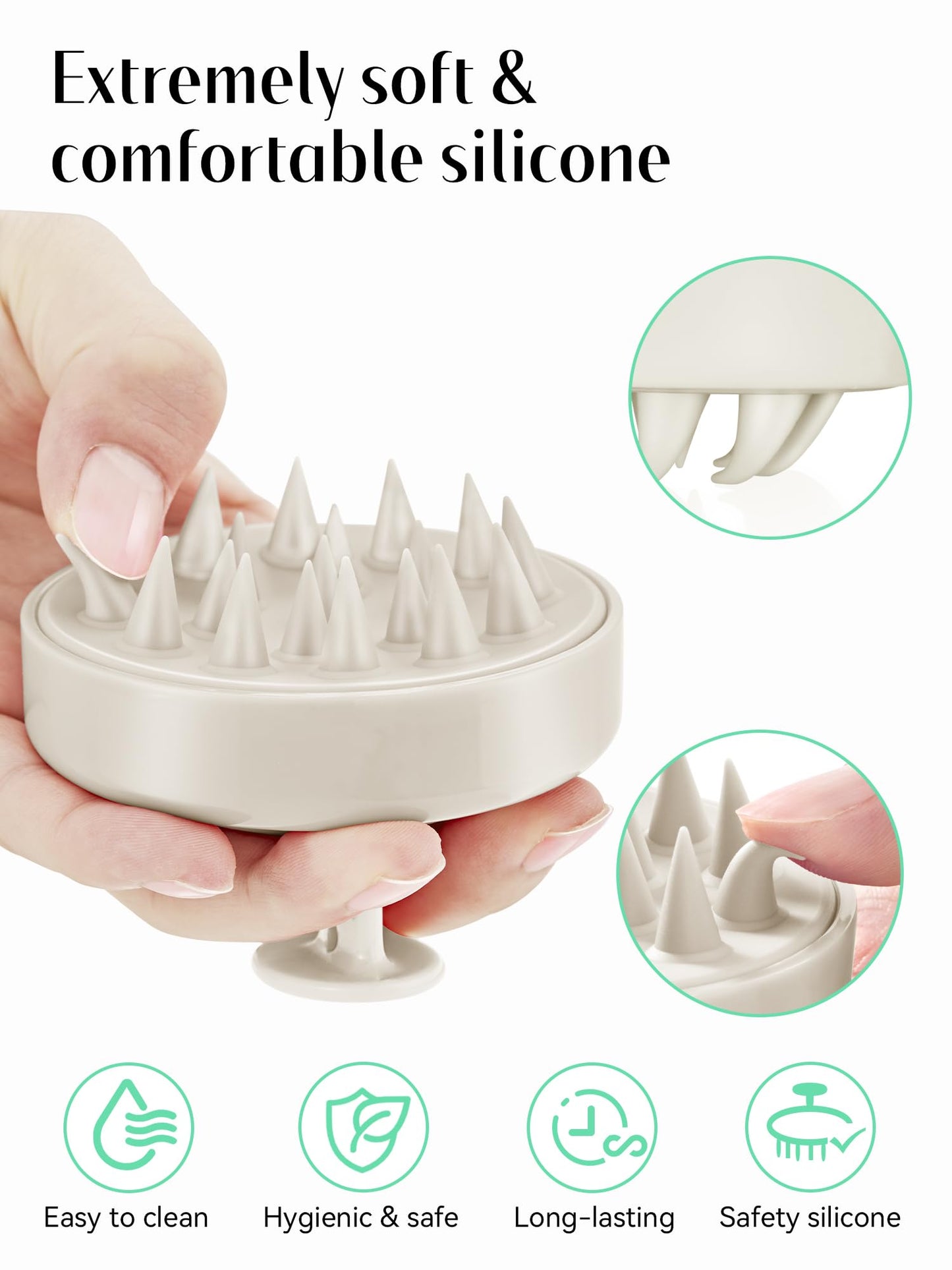 Shampoo Scalp Brush Massager - Scalp Scrubber with Soft Silicone Bristles for Hair Growth & Dandruff Removal