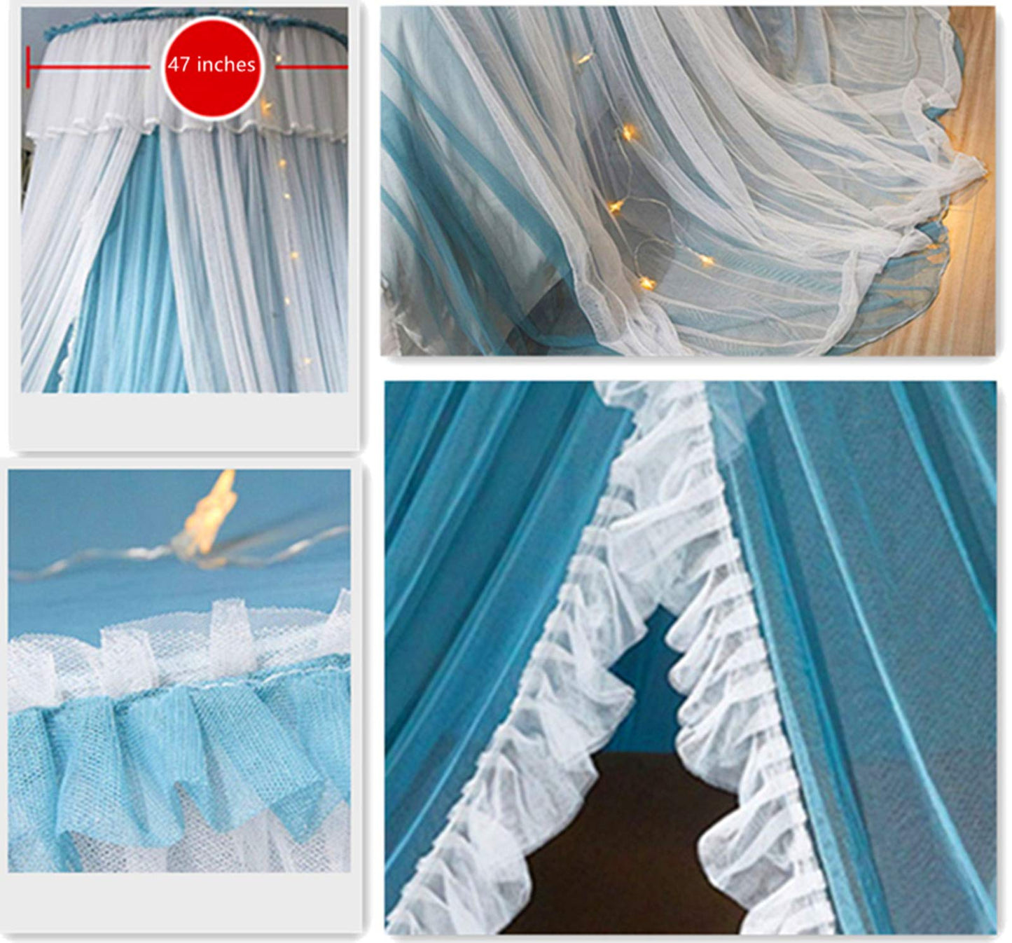 Princess Bed Canopy Bed Canopy Curtain- Double Layer Sheer Mesh Dome Bed Curtain