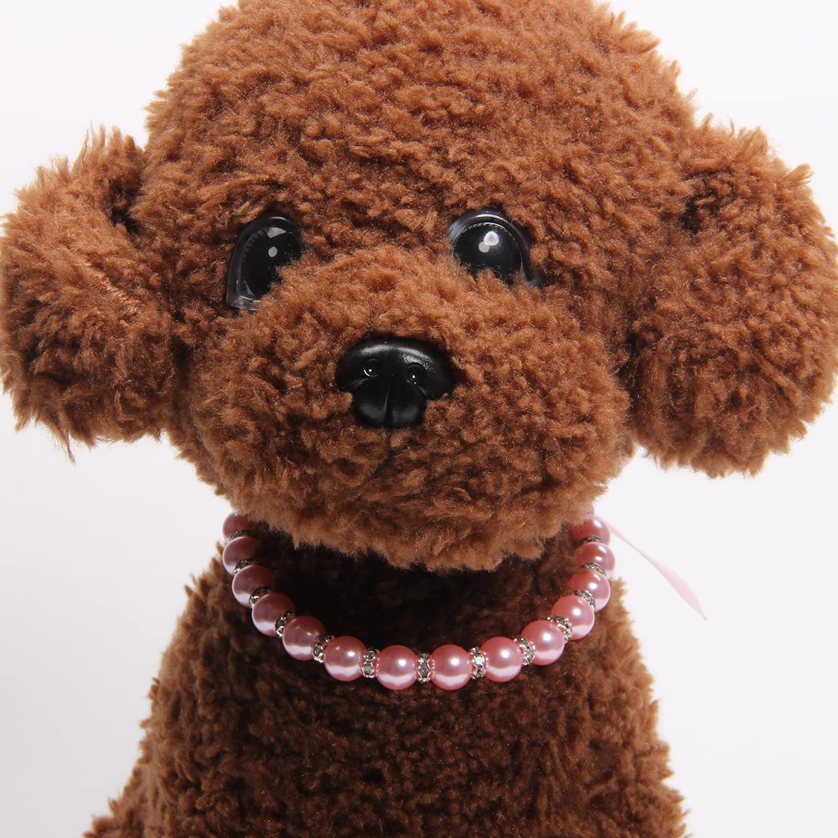 Pearls Necklace Collar with Bling Accessories and Ribbon Bow Pet Jewelry