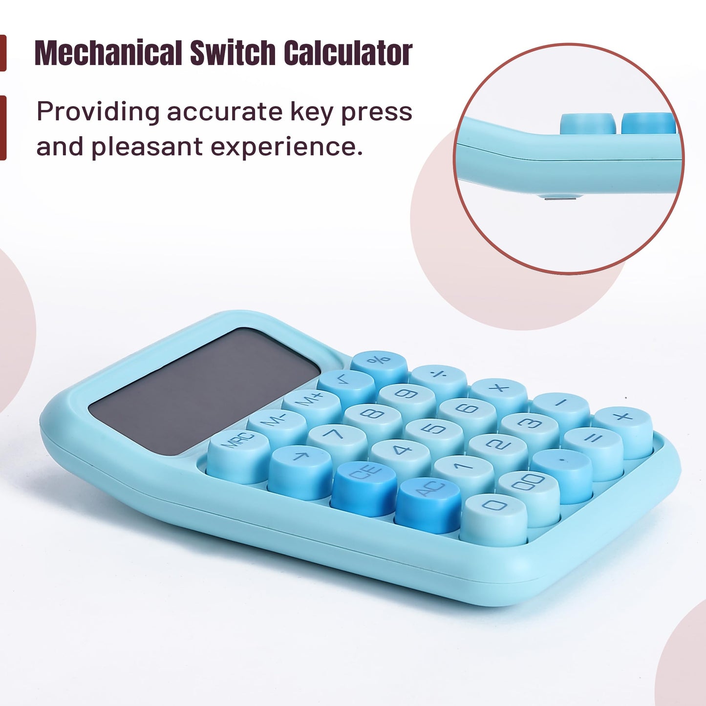 Large Mechanical Switch Calculator, 12 Digits, LCD Display, Big Buttons